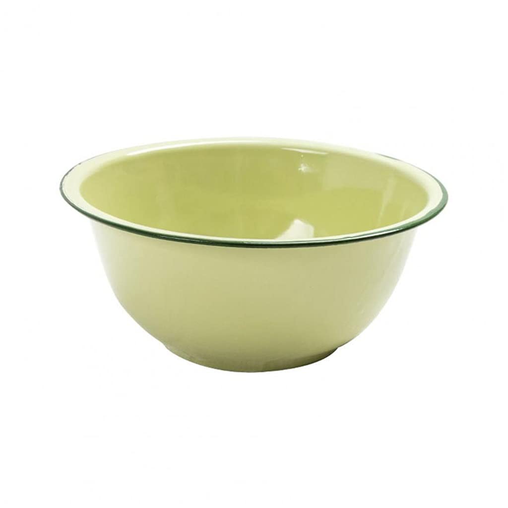 Vintage Green Enamel Bowl - 22cm Thickened Salad, Pasta & Soup Bowl - Durable Dinnerware for Kitchen, Picnic & Camping - Retro Tableware for Home & Outdoor Use (Green)