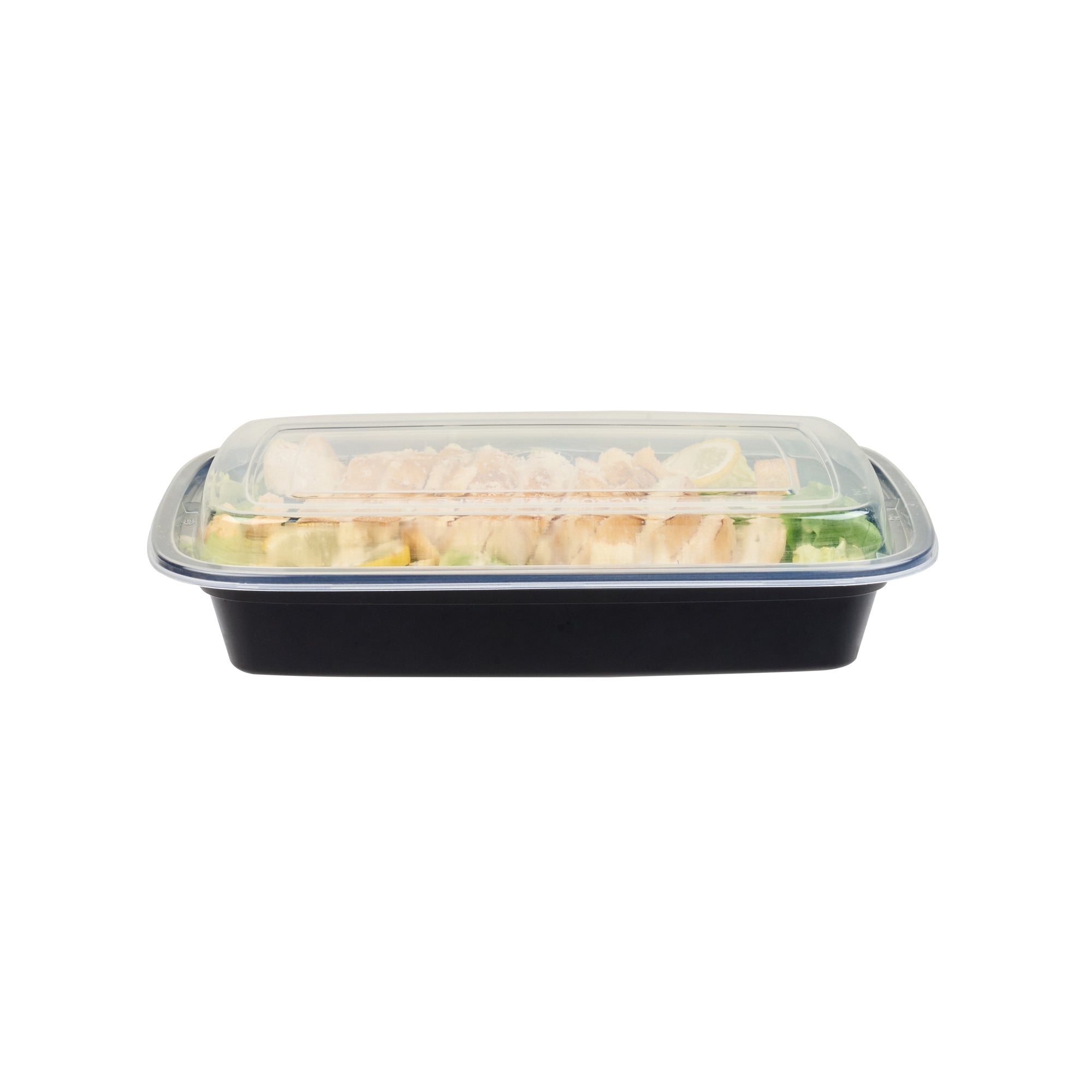 28 oz Black Plastic To Go Containers with Clear Lids - 50 Pack, Microwave Safe Food Storage Boxes (8.75