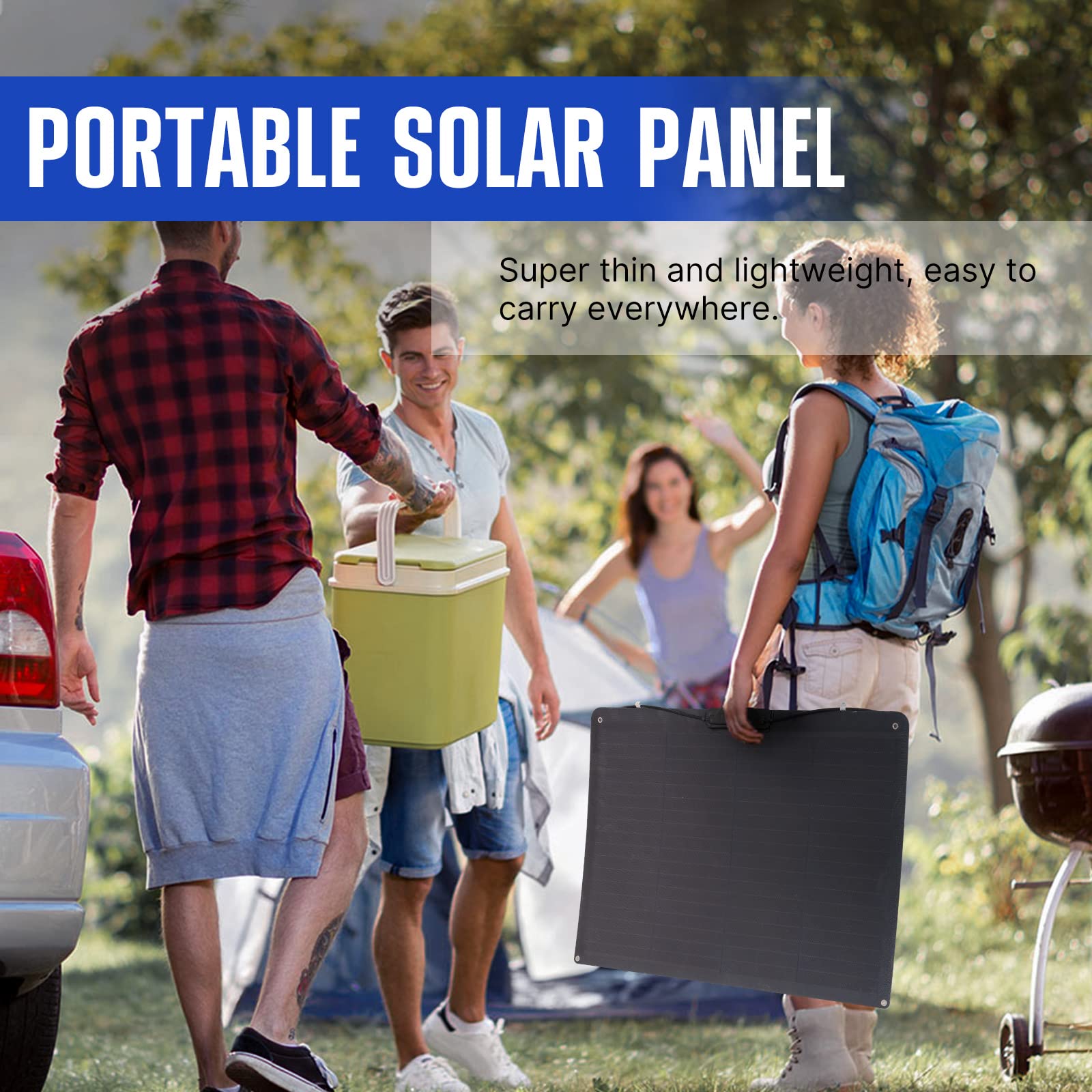ATEM POWER 55W Portable Solar Panel - 245° Bendable Flexible Monocrystalline Solar Kit for 12V Systems | Lightweight & Durable for RV, Boat, Marine, Camping, Tent & Off-Grid Power | Ideal for Uneven Surfaces & Outdoor Adventures
