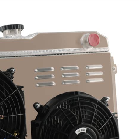 High-Performance 3 Row Aluminum Radiator with Shroud, Fan & Relay Kit - Compatible with 1967-1970 Ford Mustang, Fairlane, Ranchero & Mercury Cougar (4.7L/5.0/5.8L V8) - Perfect for Engine Cooling & Performance Upgrades
