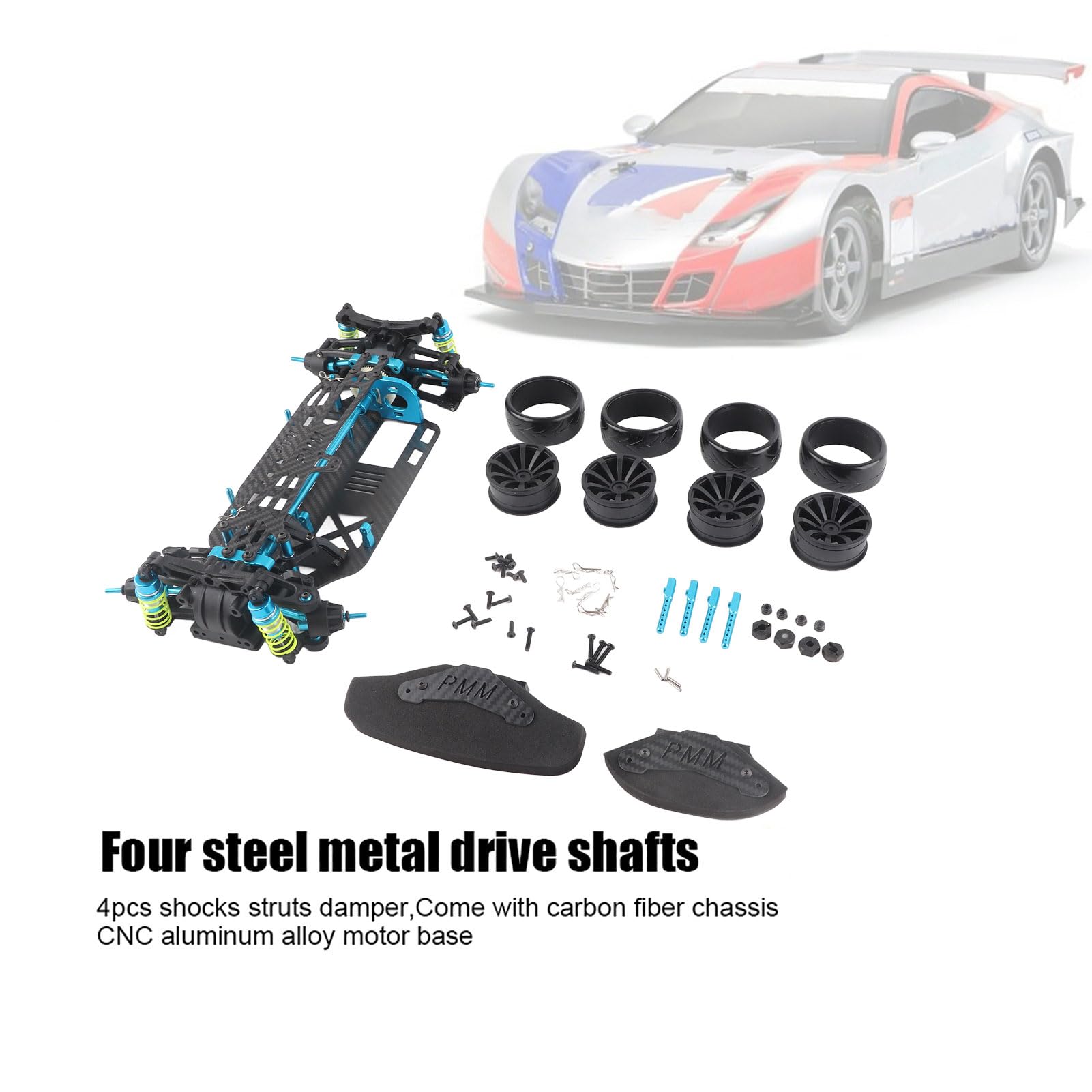 Tbest RC Wheelbase Frame Kit - Carbon Fiber Metal Chassis Beam for TT01/TT01E 1/10 Scale RC Car Model | Durable Off-Road Racing & Drift Upgrade Parts | Compatible with Associated Chassis | Perfect for Competitive Racing & DIY RC Enthusiasts