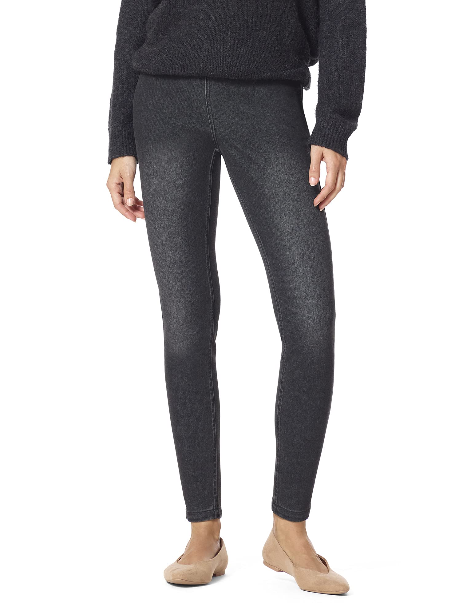 HUE Women's Reversible High Waist Denim Leggings - Stretchy Comfort Pants for Yoga, Workout & Casual Wear
