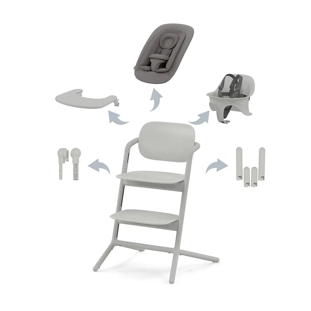 Lemo 4-in-1 Convertible High Chair with Adjustable Height - Premium Suede Grey - Perfect for Babies & Toddlers Dining, Feeding, and Learning Activities