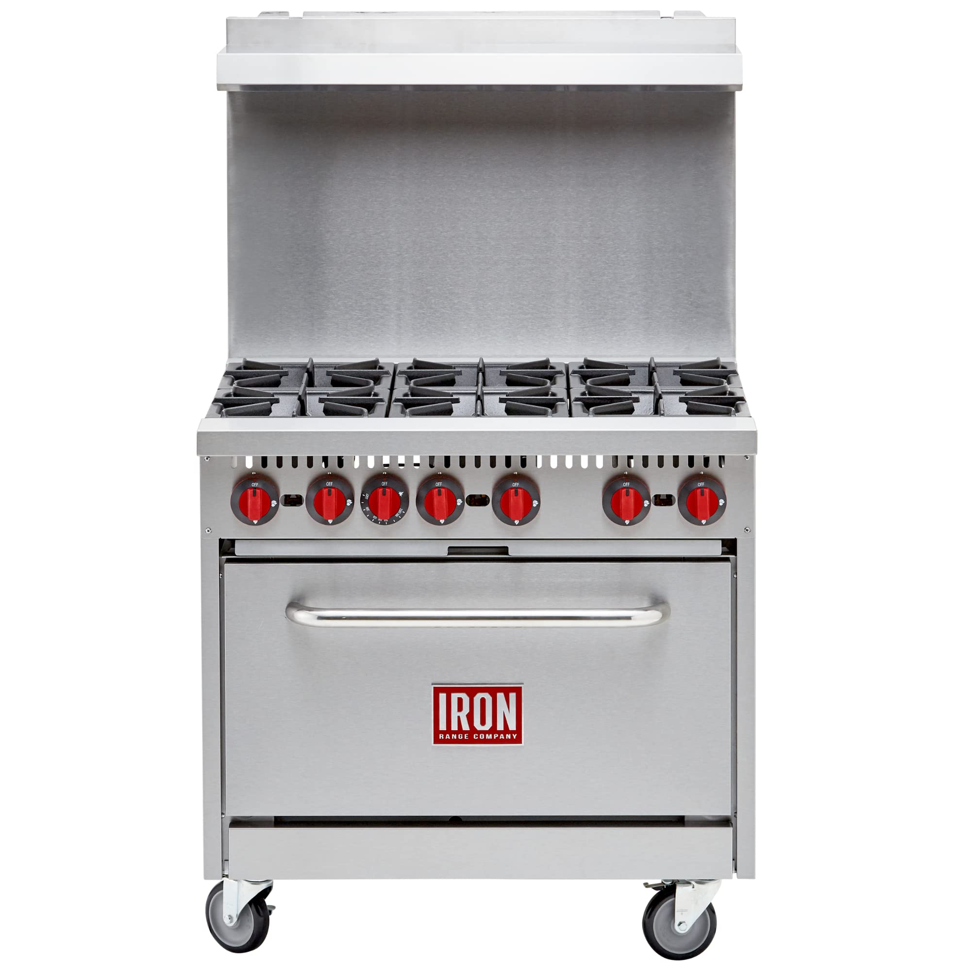 IR-6B 36-Inch Six Burner Commercial Gas Range with Oven - 210,000 BTU Stainless Steel Restaurant Stove - ETL Certified for Professional Kitchens & Catering Businesses