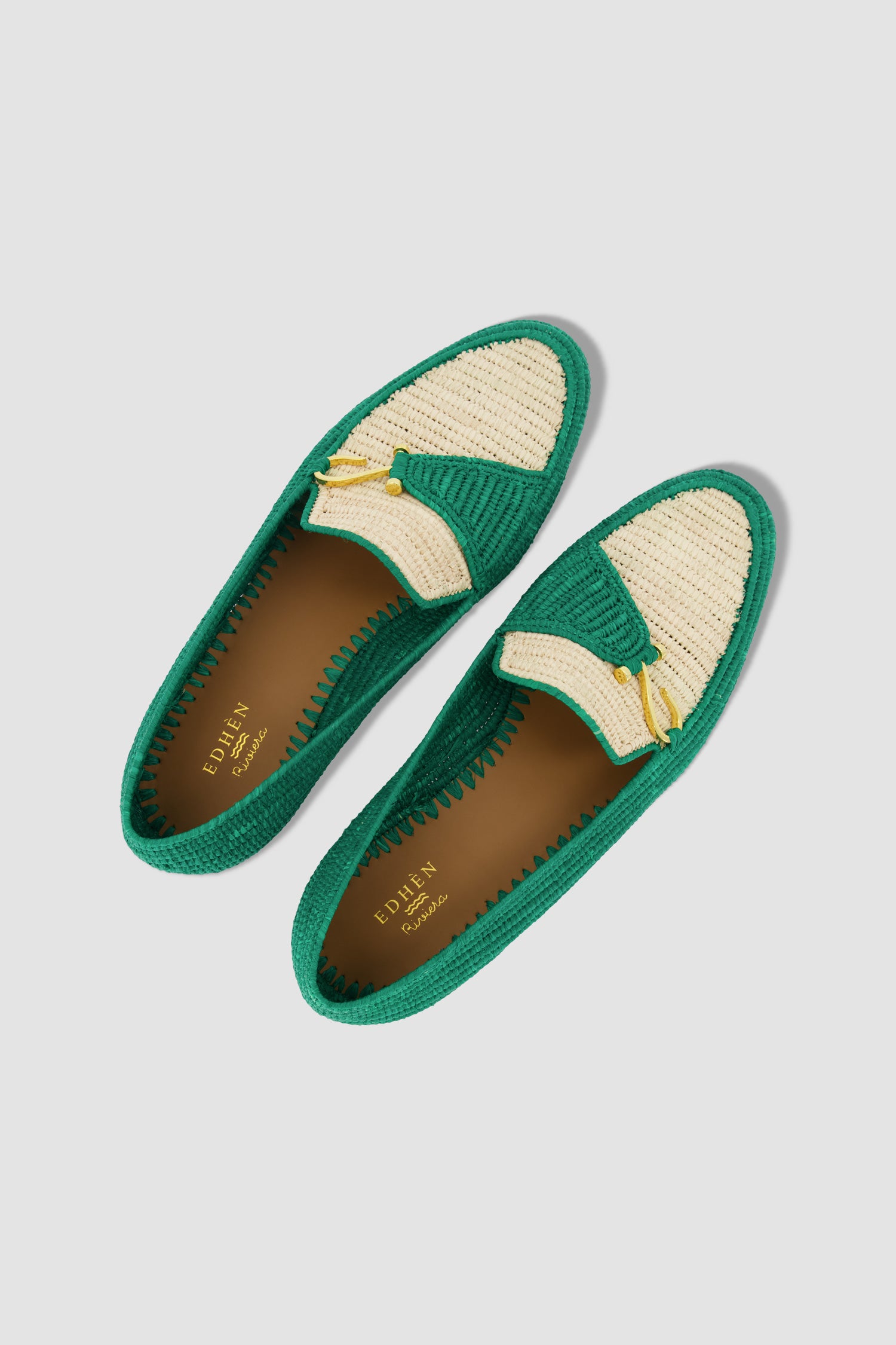 Edhen Milano Agadir Green Raffia Loafers for Women - Comfortable Summer Slip-On Shoes - Perfect for Beach, Vacation & Casual Outings