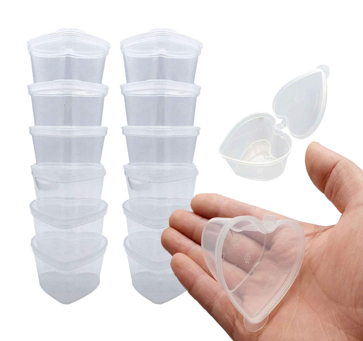 40 Pack Heart Shaped Slime Storage Containers with Lids - 20g Slime DIY Craft Supplies for Kids Art Projects, Party Favors & Sensory Play Activities