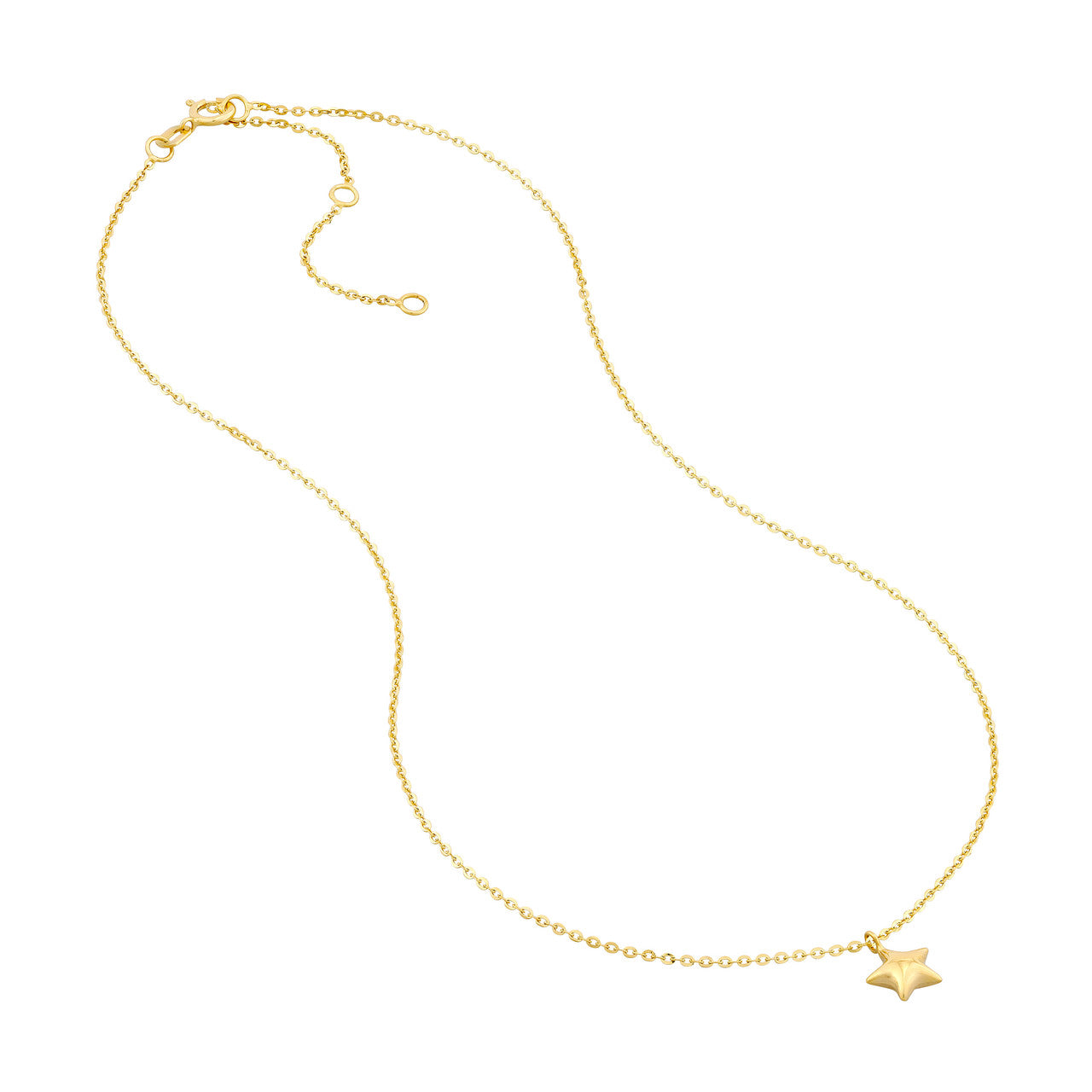 14K Yellow Gold Mini Puff Star Necklace for Kids - Dainty Gold Star Pendant Jewelry Gift for Girls, Birthday, Christmas & Special Occasions
