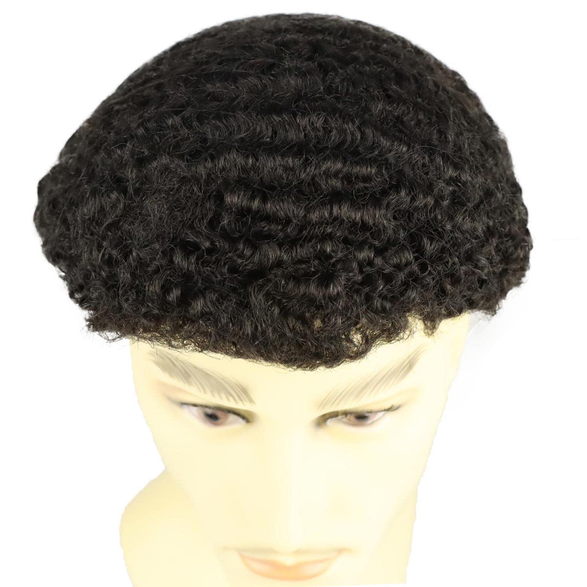 HAPPY&CC 8MM Men's Afro Wave Toupee - 100% Virgin Indian Human Hair - Thin Skin PU Base - Natural Hair Replacement System for Men - Perfect for Daily Wear, Parties & Special Occasions
