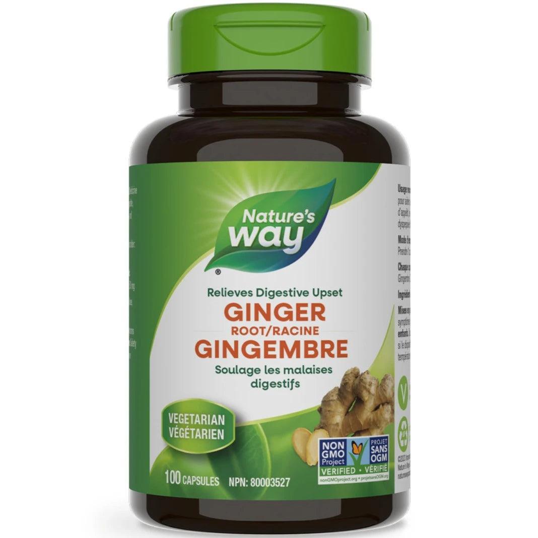 Nature's Way Ginger Root 100 Capsules - Herbal Supplement for Digestive Support & Nausea Relief - Perfect for Travel, Pregnancy & Motion Sickness