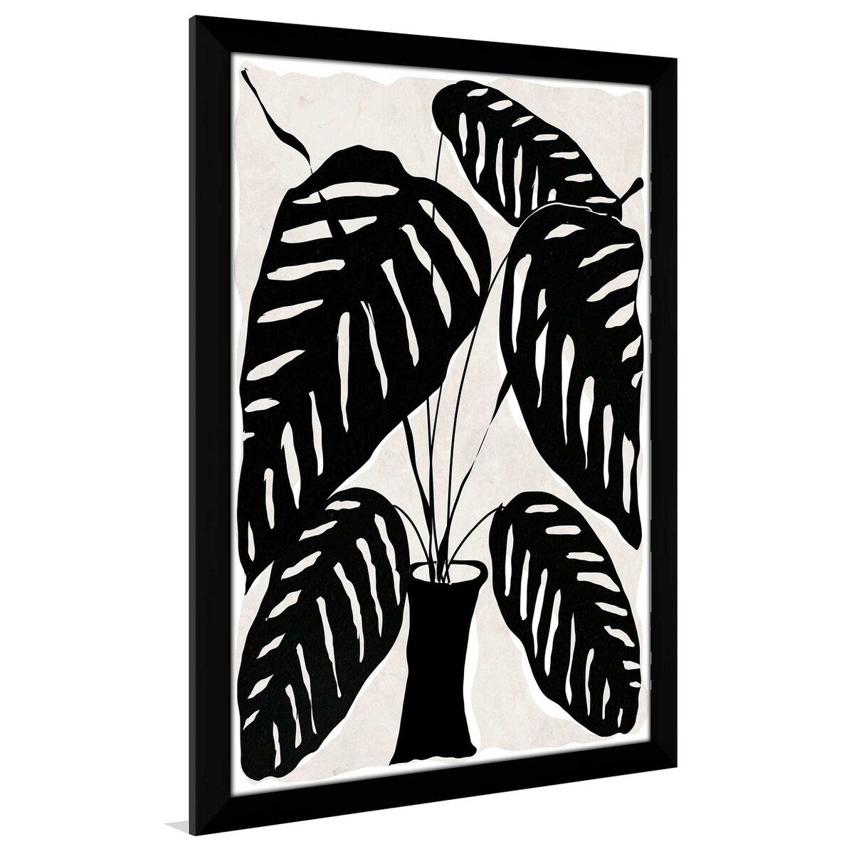 Daniela Santiago Black & White Potted Plant Print on Acrylic - Modern Botanical Wall Art for Living Room, Bedroom & Office Decor