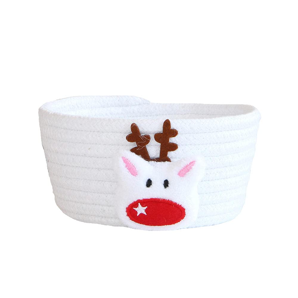 Cartoon Cotton Rope Storage Basket - White Woven Organizer Box for Home Decor, Table, Porch & Sundries | Perfect for Keys, Toys, Blankets & Cozy Home Organization