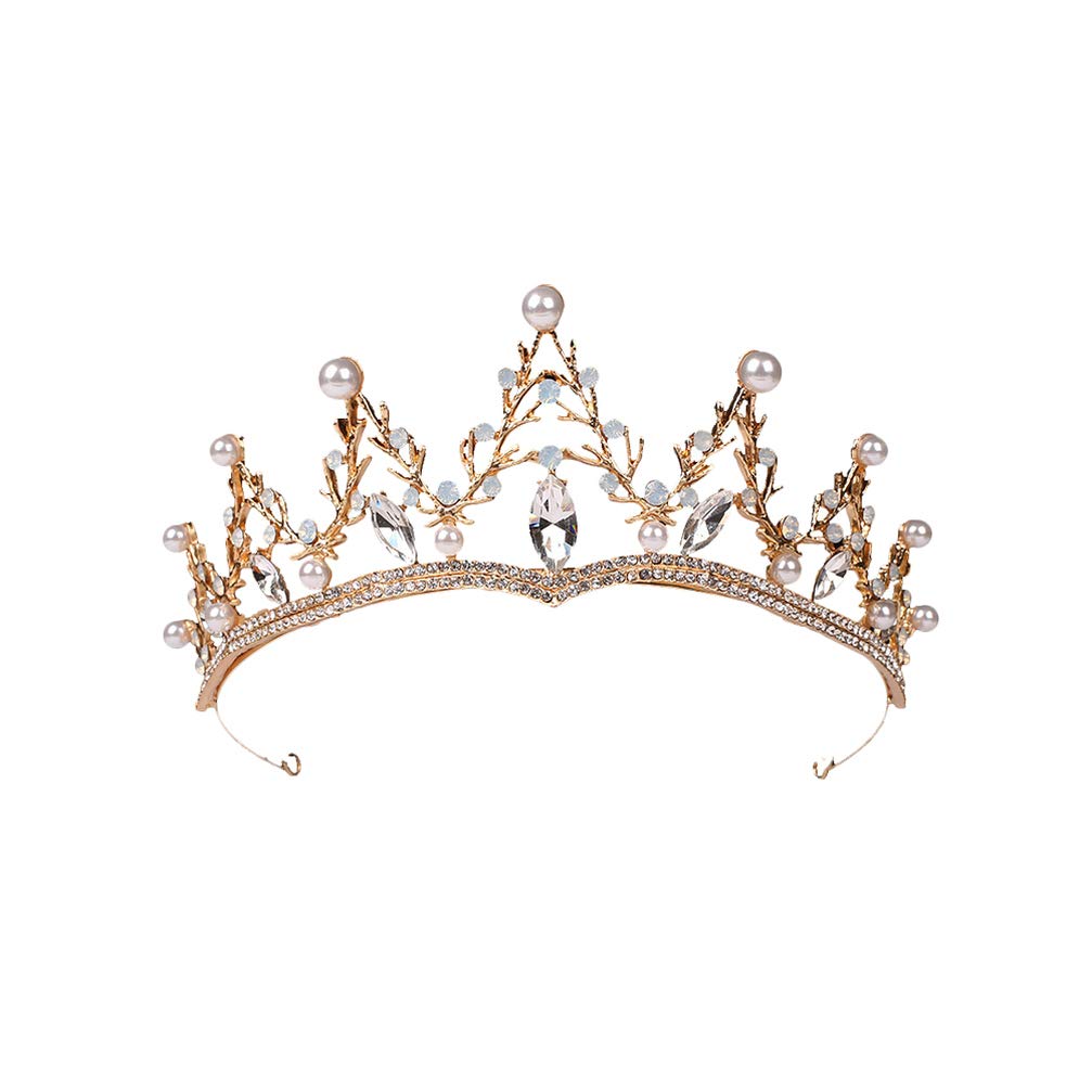 Lurrose Vintage Rhinestone Wedding Tiara - Elegant Baroque Crystal & Pearl Bridal Headpiece for Women | Perfect for Weddings, Prom, Pageants, and Formal Events