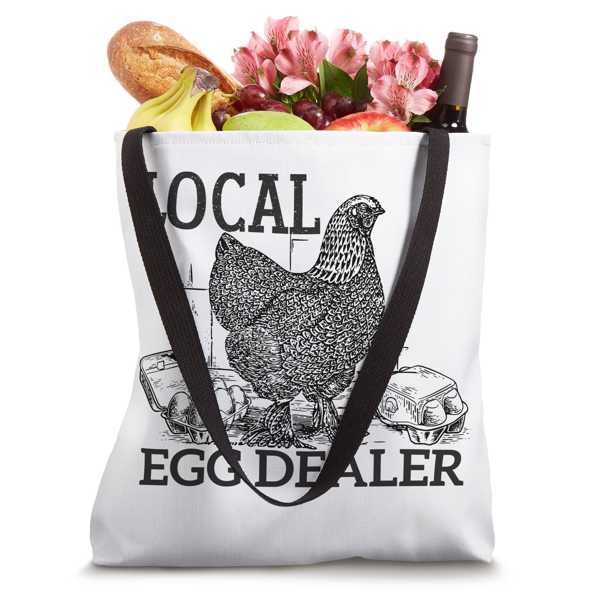 Funny Egg Lover Tote Bag - Local Egg Dealer Quote Design - Perfect for Grocery Shopping, Farmers Market & Egg Enthusiast Gifts