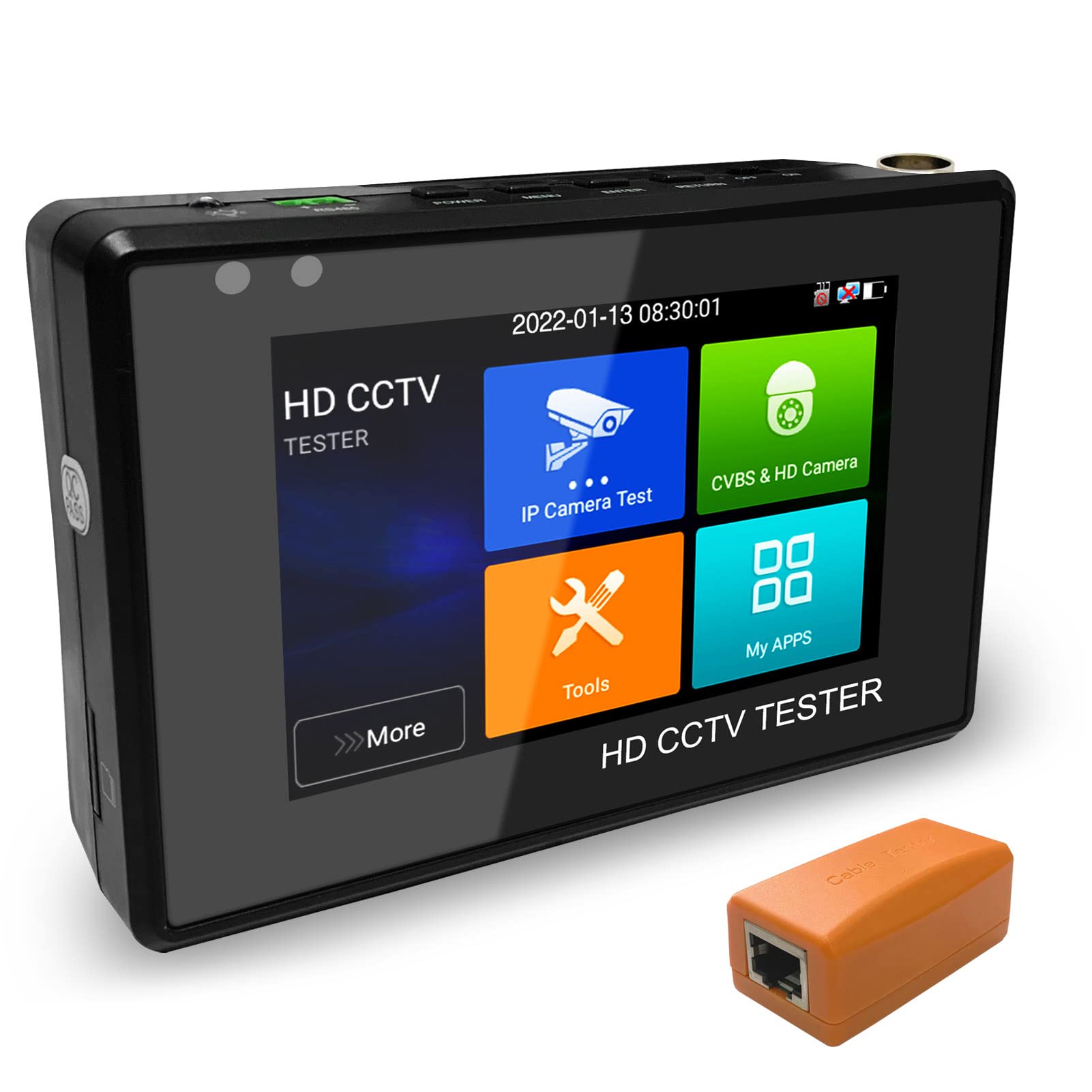 Rsrteng 4-inch IPS Touch Screen CCTV Camera Tester - Supports 12MP IP, 8MP TVI/CVI/AHD, CVBS & 4K Cameras with POE, PTZ, RS485 & TF Card Slot - Professional Tool for Security Camera Installation & Maintenance