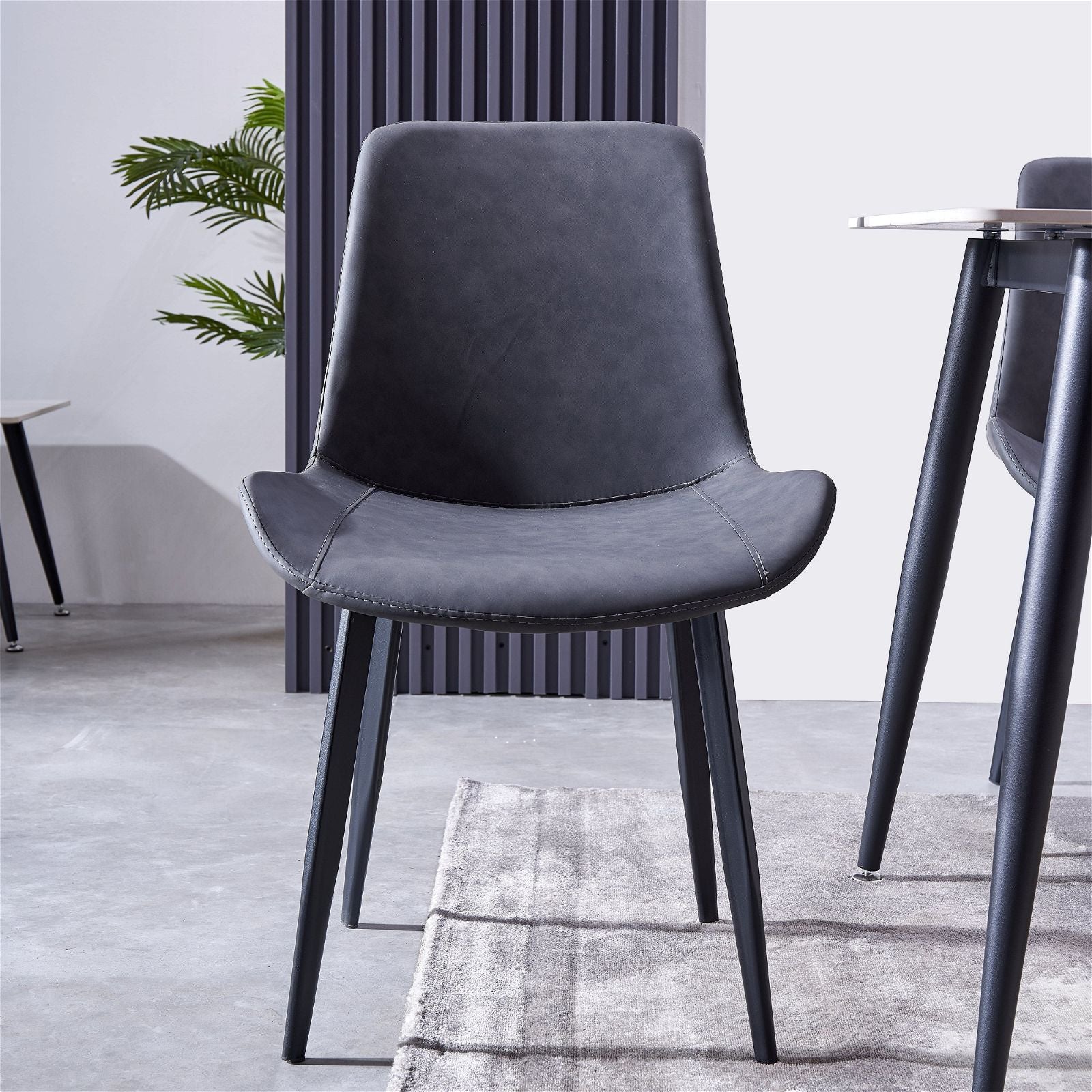 Criterionâ¢ 4-Piece Grey PU Dining Chairs Set with Carbon Steel Frame - Modern Kitchen & Dining Room Furniture for Home, Restaurant, and Office Use