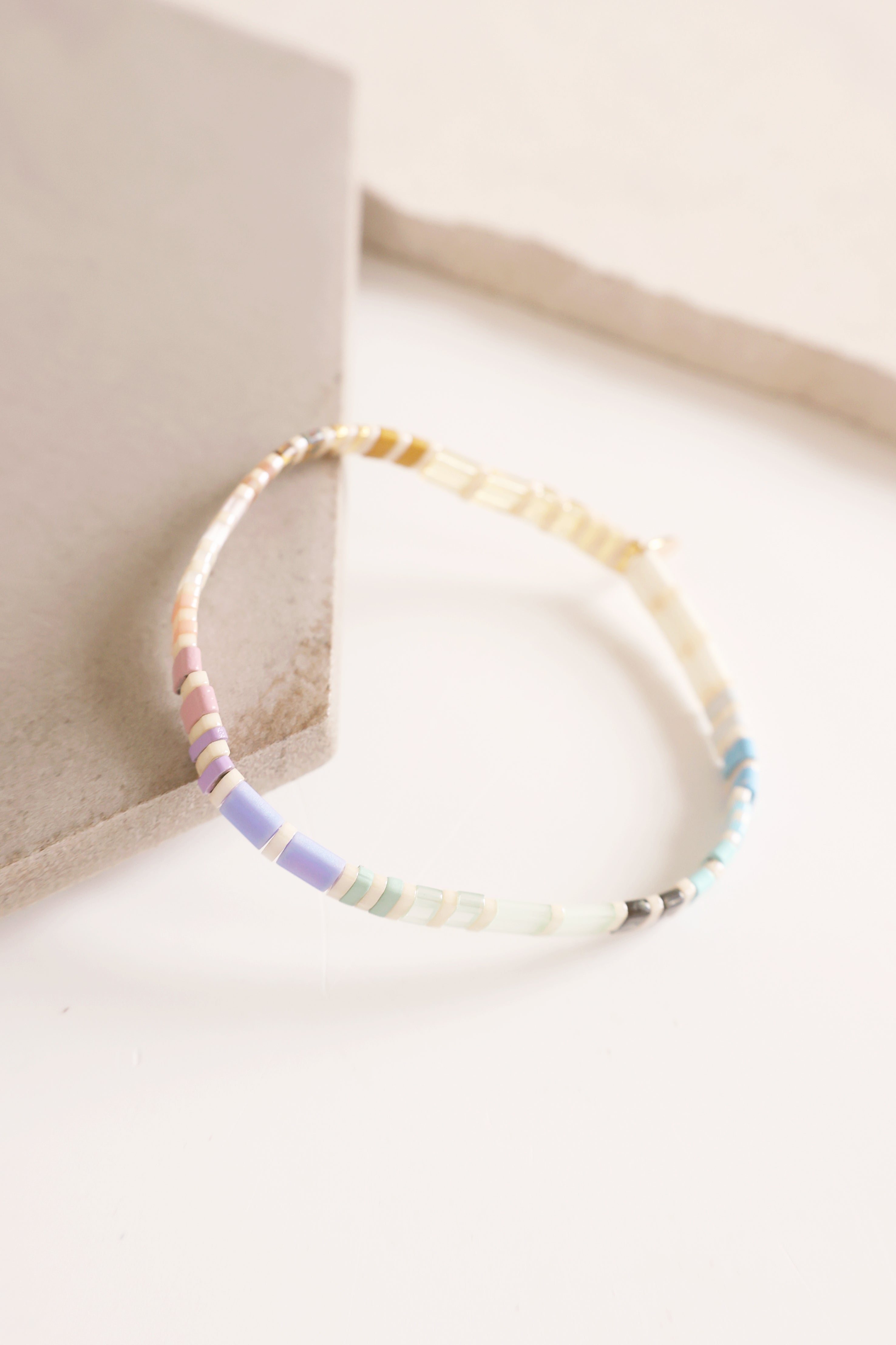 Beaded Chicklet Bracelet in Taupe - Stylish Boho Beaded Bracelet for Women - Perfect for Casual Wear, Parties, and Everyday Fashion Accessories