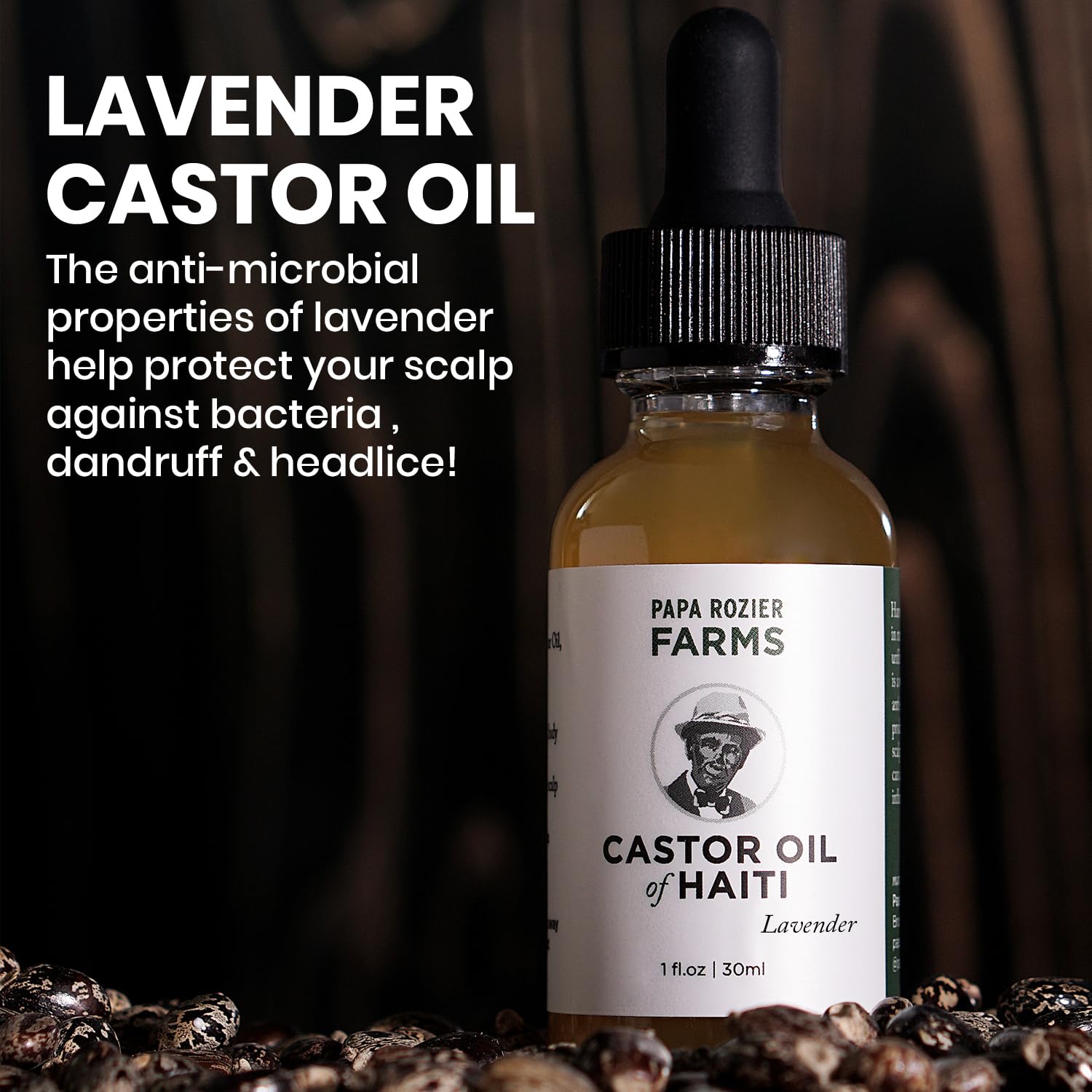 Organic Cold Pressed Haitian Lavender Pure Castor Oil - Hexane Free, Unrefined 1oz - Promotes Hair Growth, Moisturizes Dry Skin, Enhances Eyelashes & Eyebrows - Perfect for Natural Hair Care, Skin Hydration & Beauty Routine (Pack of 1)