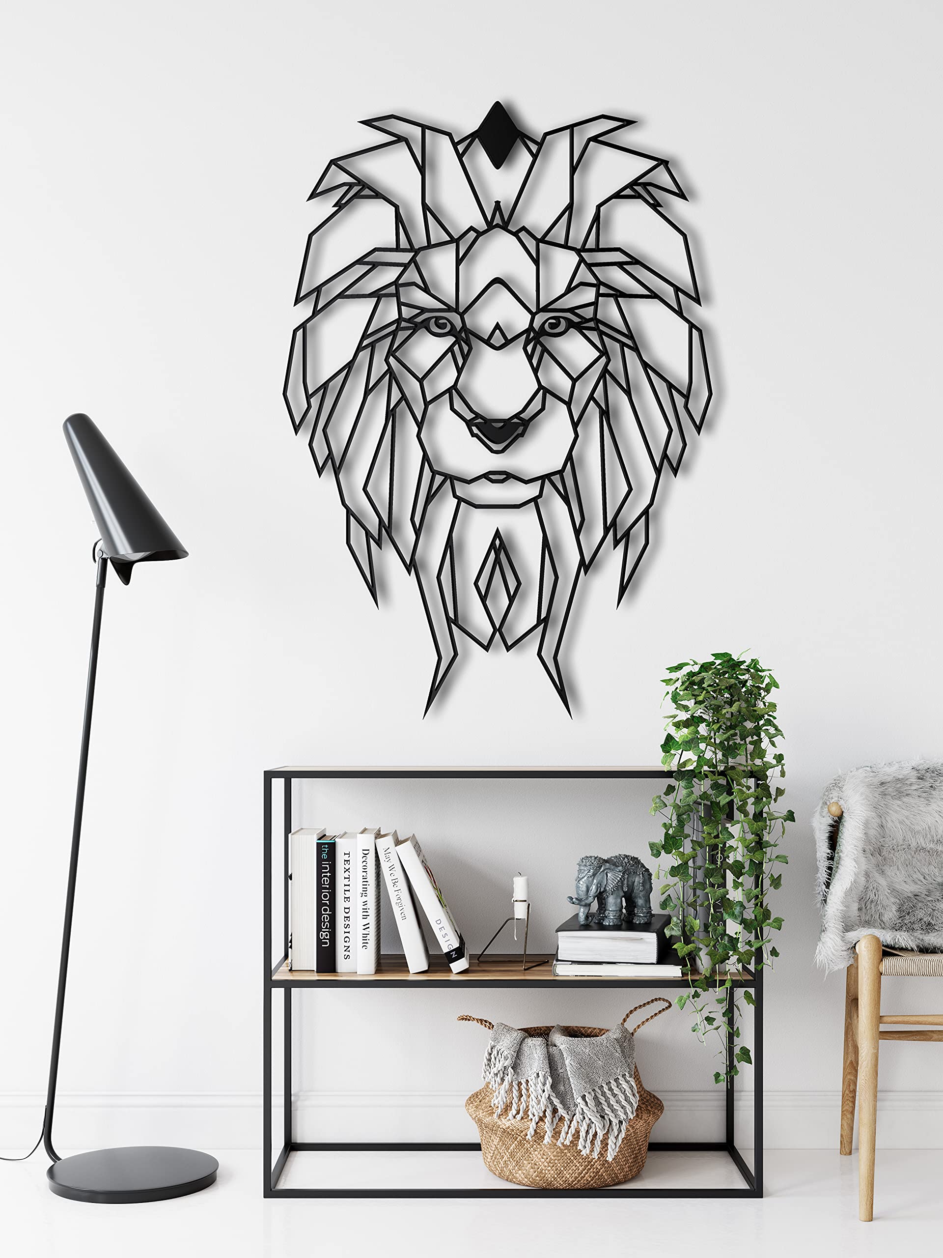 DEKADRON Geometric Lion Head Metal Wall Art - 17