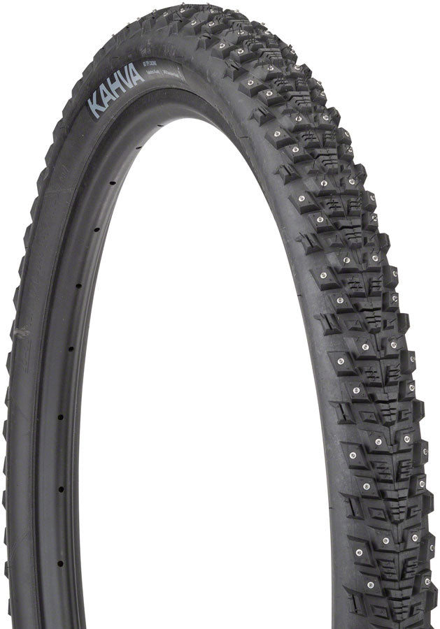 45NRTH Kahva Winter Bike Tire 27.5x2.1 Tubeless Folding Black 60TPI with 240 Concave Carbide Studs - Perfect for Snow & Ice Cycling, Mountain Biking in Cold Conditions
