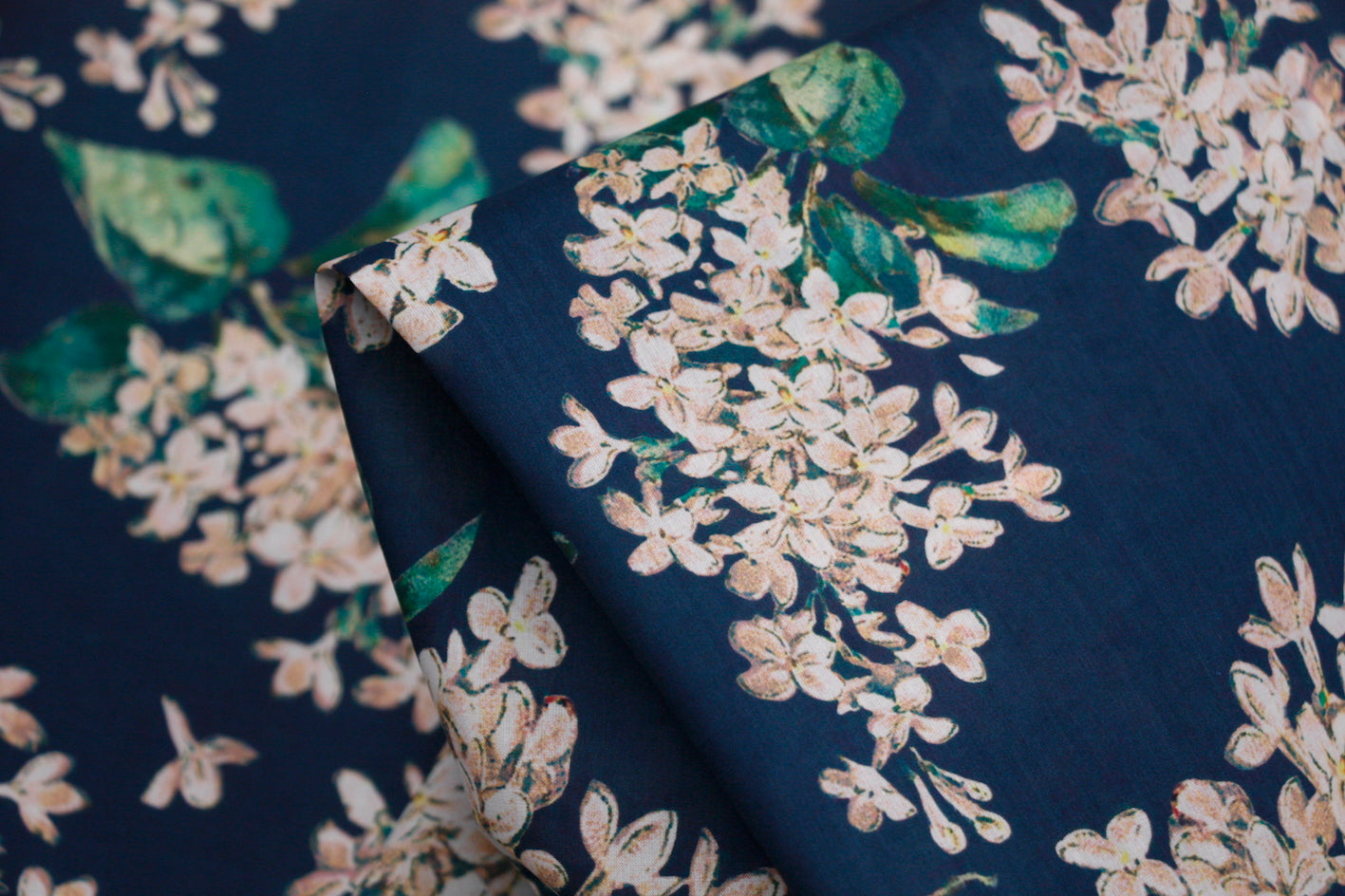 Liberty of London Archive Lilac Navy Floral Print Fabric - Perfect for Dresses, Scarves & Home Decor