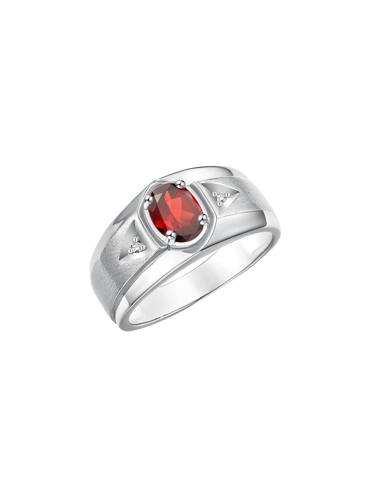 Rylos Men's Sterling Silver Rings - 7X5MM Oval Gemstone & Diamond Birthstone Rings for Men, Sizes 8-13 | Classic Elegant Jewelry Gift for Anniversary, Wedding, or Special Occasion