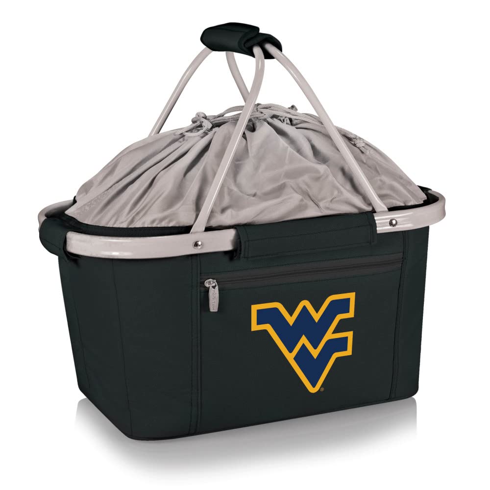 NCAA West Virginia Mountaineers Insulated Collapsible Picnic Basket - Portable Cooler Tote Bag for Groceries, Beach, Tailgating & Outdoor Activities