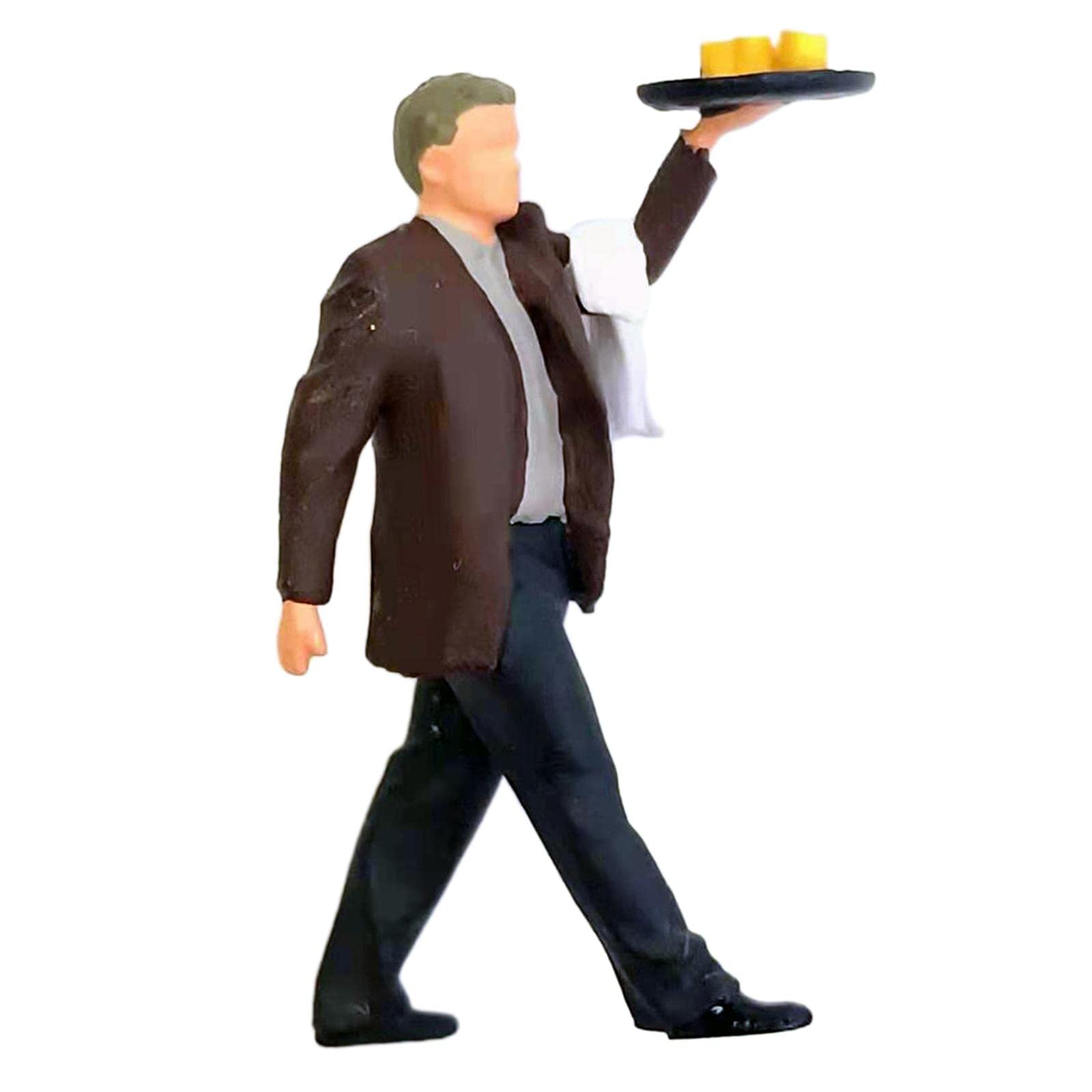 1/64 Scale Painted Miniature Coffee Shop Scene - Waiter, Waitress, Man & Woman Drinking Coffee Doll Set - Perfect for Diorama, Model Train Layouts, and Collectible Displays