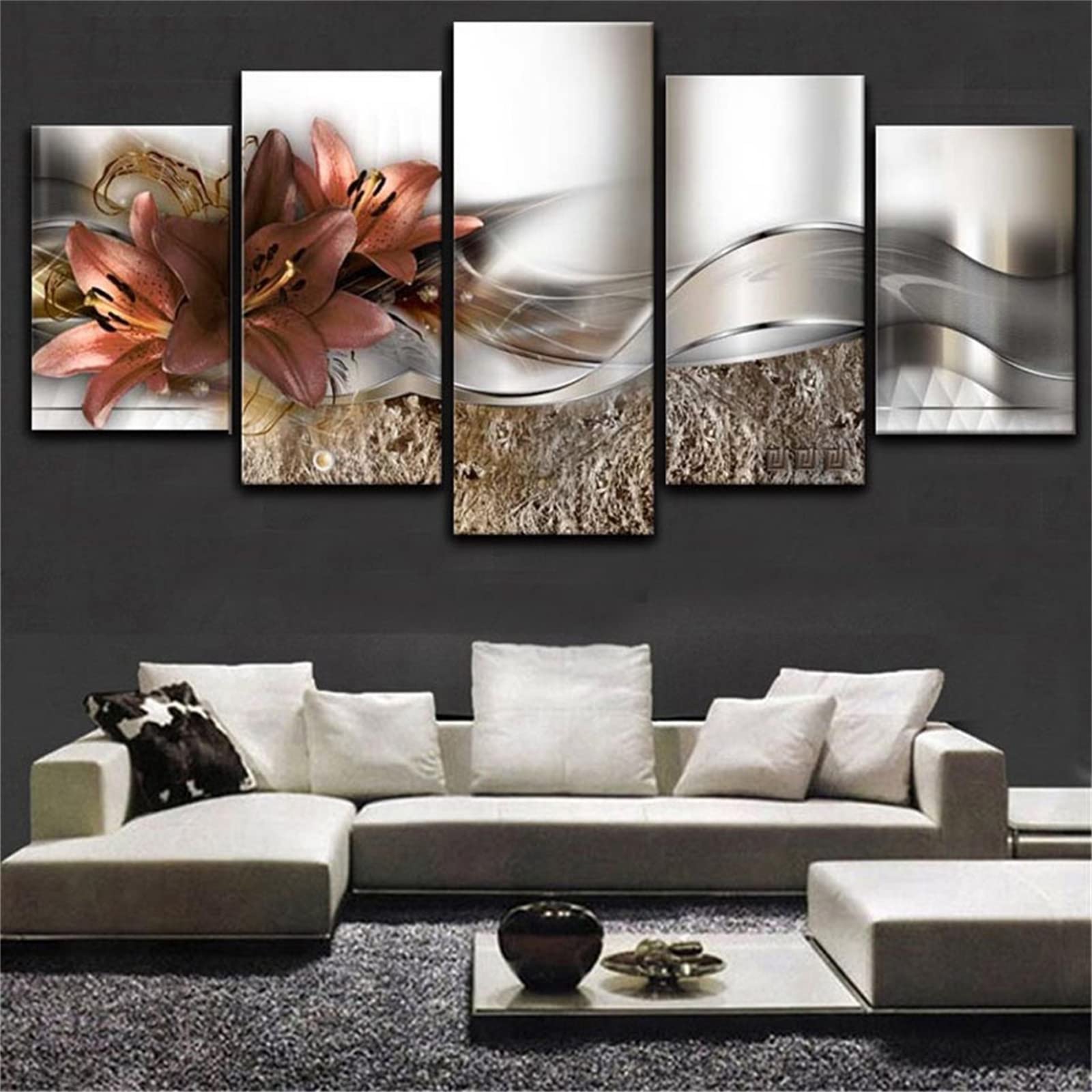 5 Sets Diamond Painting Kits for Adults - Lily Flower Full Drill DIY Diamond Art, Cross Stitch Canvas Craft for Home Decor, Wall Art, Bedroom Decorations & Gift Ideas | Perfect for Relaxation, Stress Relief & Creative Hobbies