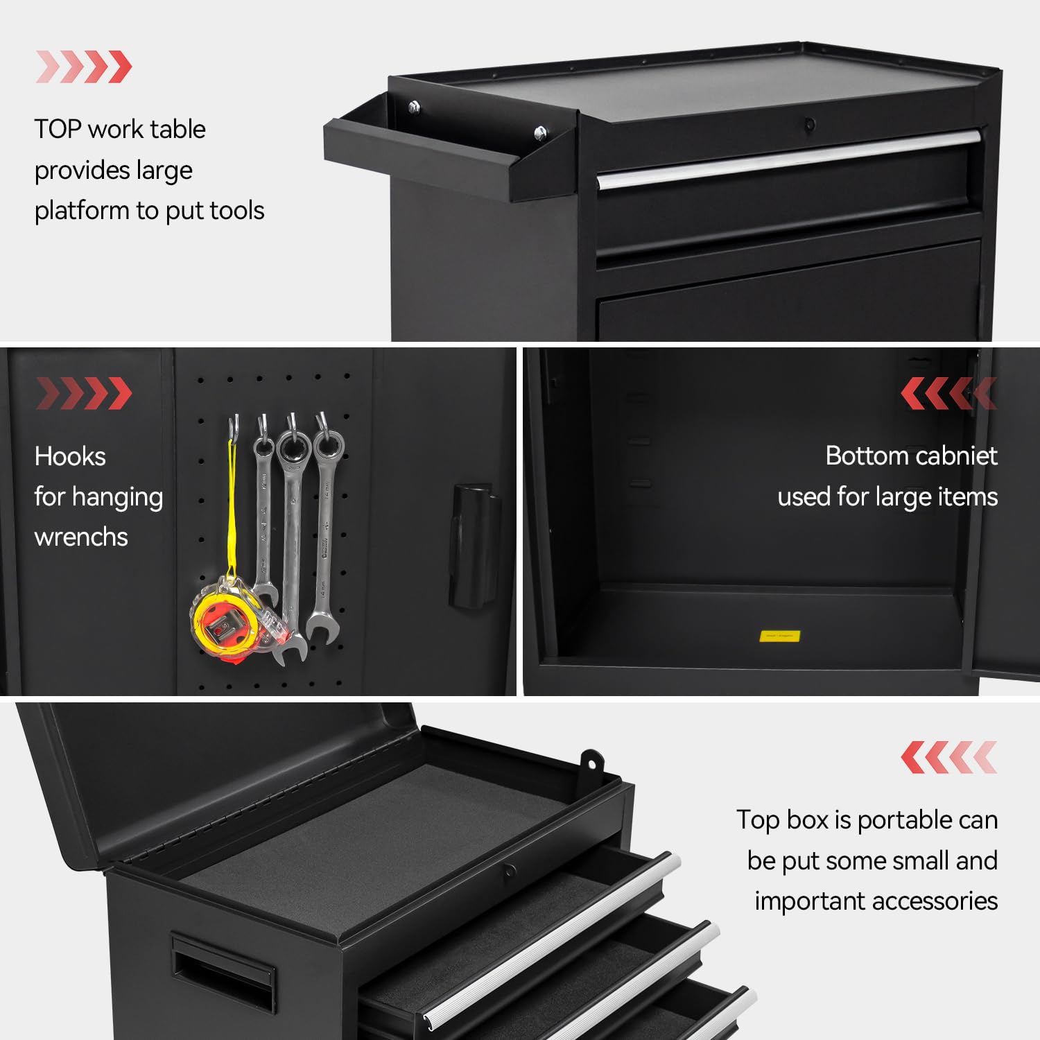 5-Drawer Rolling Tool Chest - Heavy Duty High Capacity Tool Storage Cabinet with Adjustable Shelf & Lockable Drawers | 2-in-1 Detachable Mechanic Tool Box on Wheels | Perfect for Garage, Workshop, Warehouse & Auto Repair Shops | Durable Tool Organization for Professionals & DIY Enthusiasts