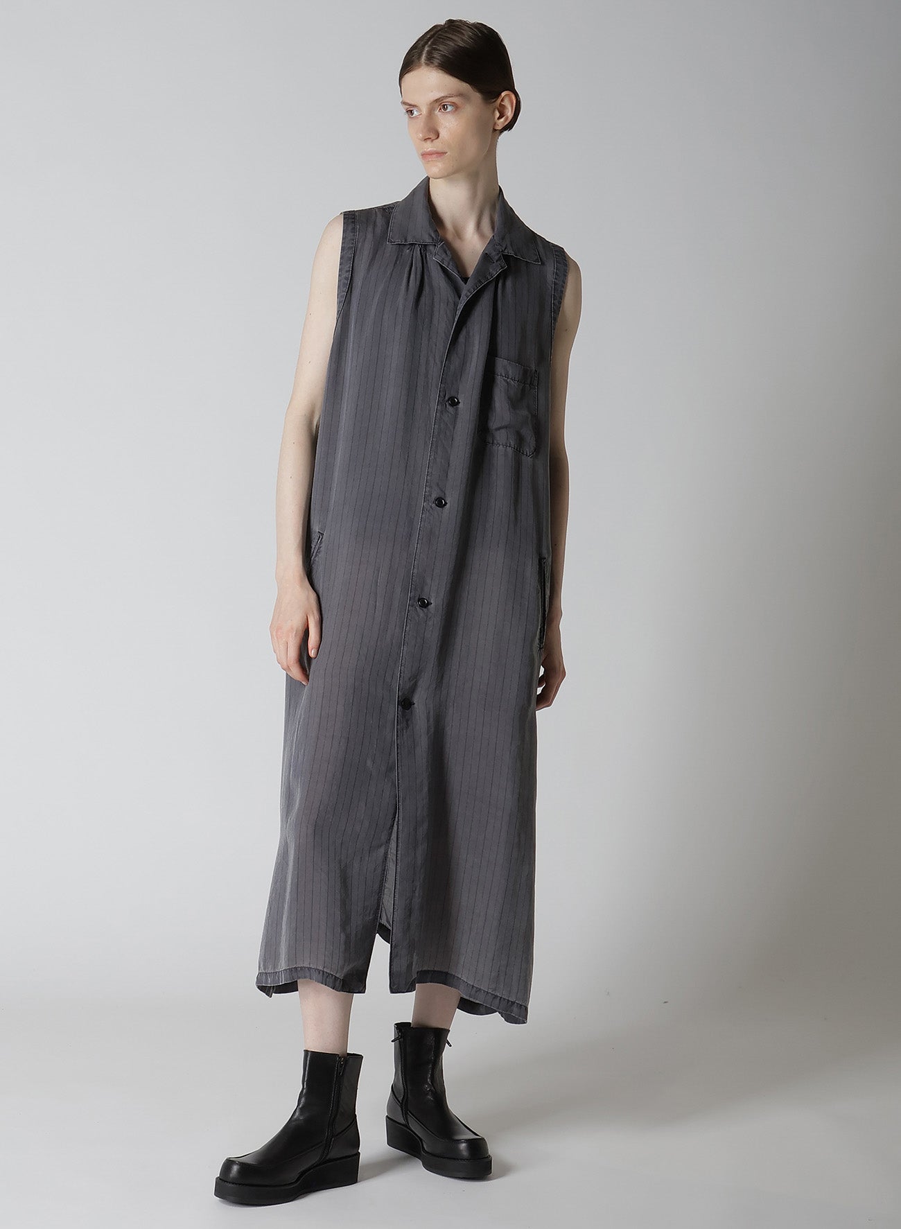 Cupro Stripe Sleeveless Shirt Dress for Women - Summer Casual & Office Wear - Breathable & Comfortable