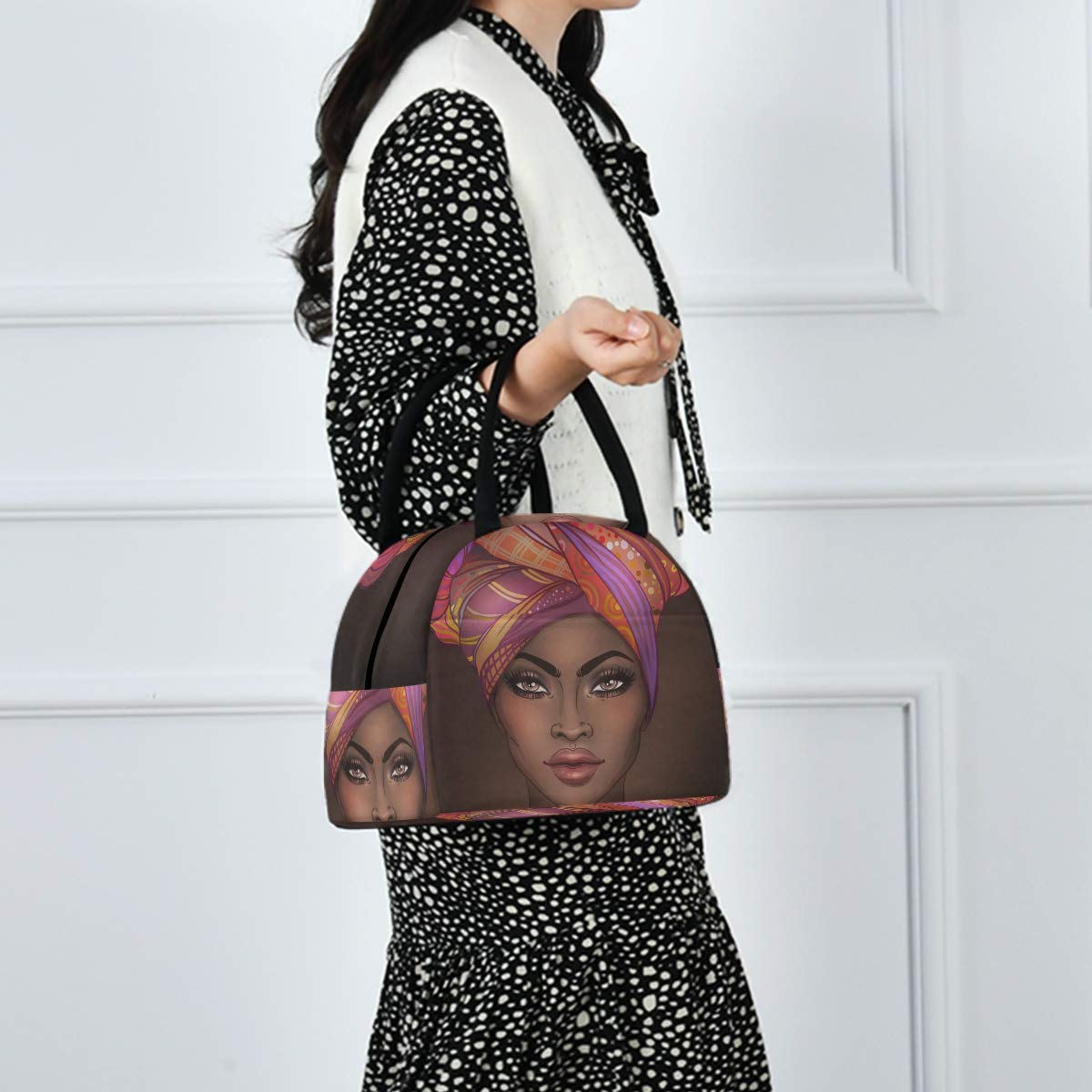 Insulated Lunch Bag Cooler Tote for Women - African Pretty Girl Design - Perfect for Work, School & Picnics