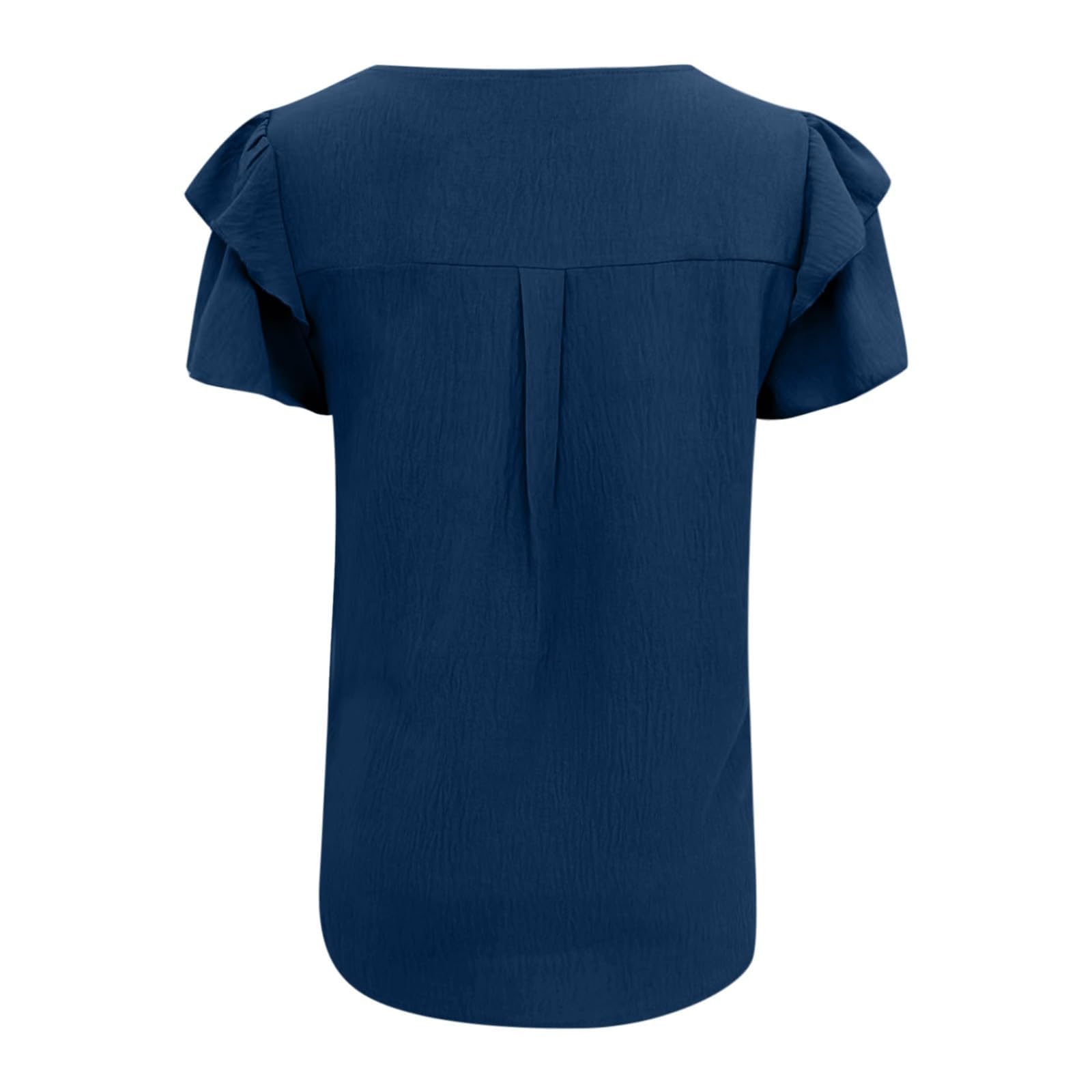 2024 New Women's Flowy Flutter Short Sleeve Summer Shirts - Flattering Crewneck Pleated Tunic Blouse for Casual Wear, Office & Vacation Outfits