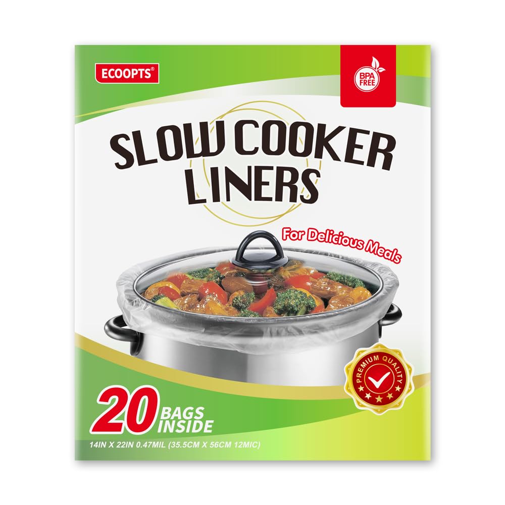20 Count Extra Large Disposable Slow Cooker Liners & Cooking Bags - Fits 6-10QT Oval & Round Pots (14