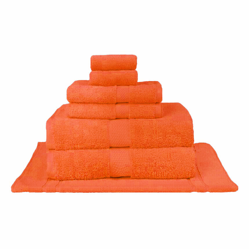 Premium 100% Combed Cotton Bath Towel Set - 7-Piece Orange Bath Sheets | Soft & Absorbent for Spa, Gym, Beach & Luxury Bathroom Use