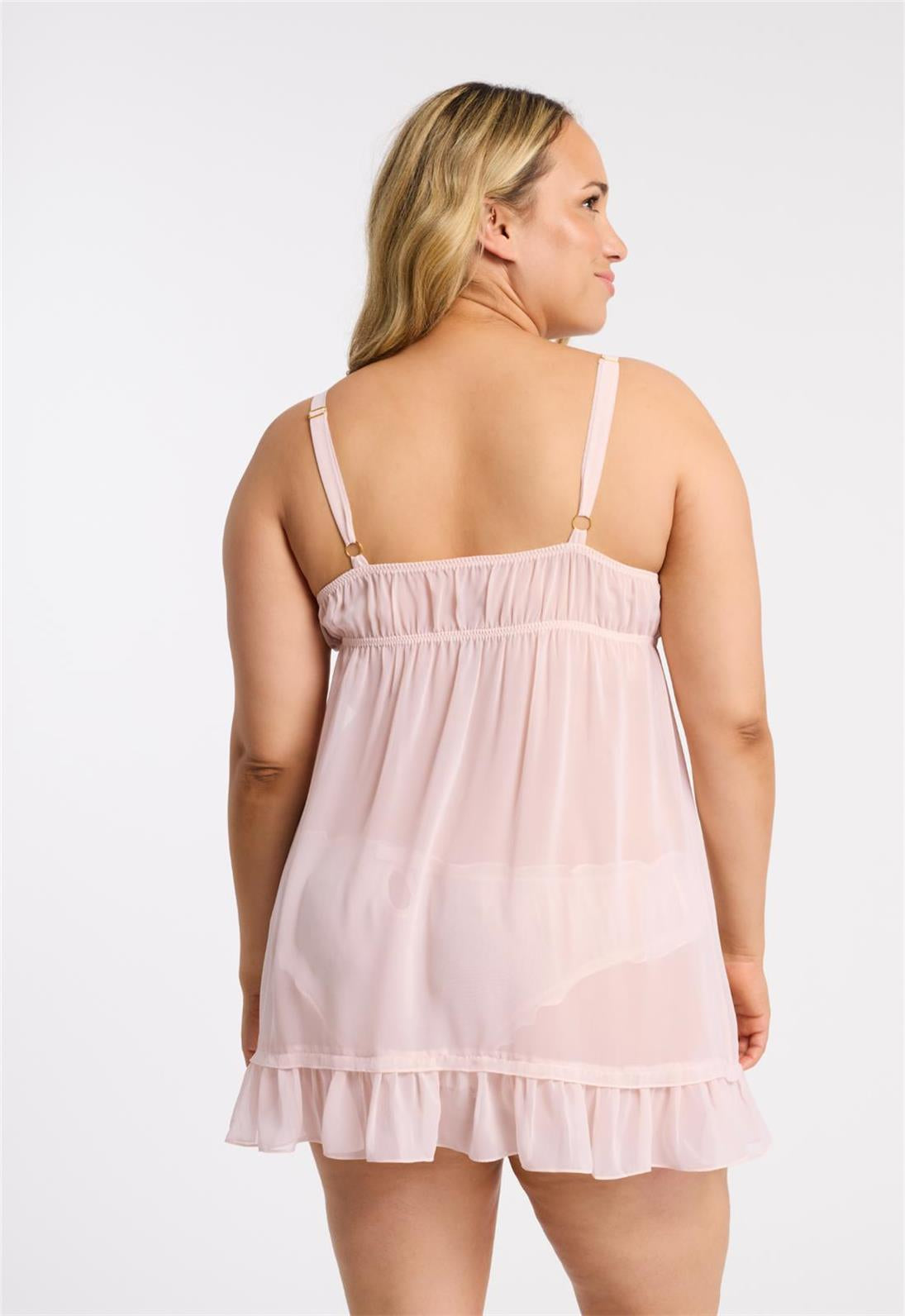 Sexy Dahlia Plus Size Babydoll Lingerie Set with Matching Panty - Romantic Sleepwear for Women, Valentine's Day Gift, Boudoir Photo Shoot