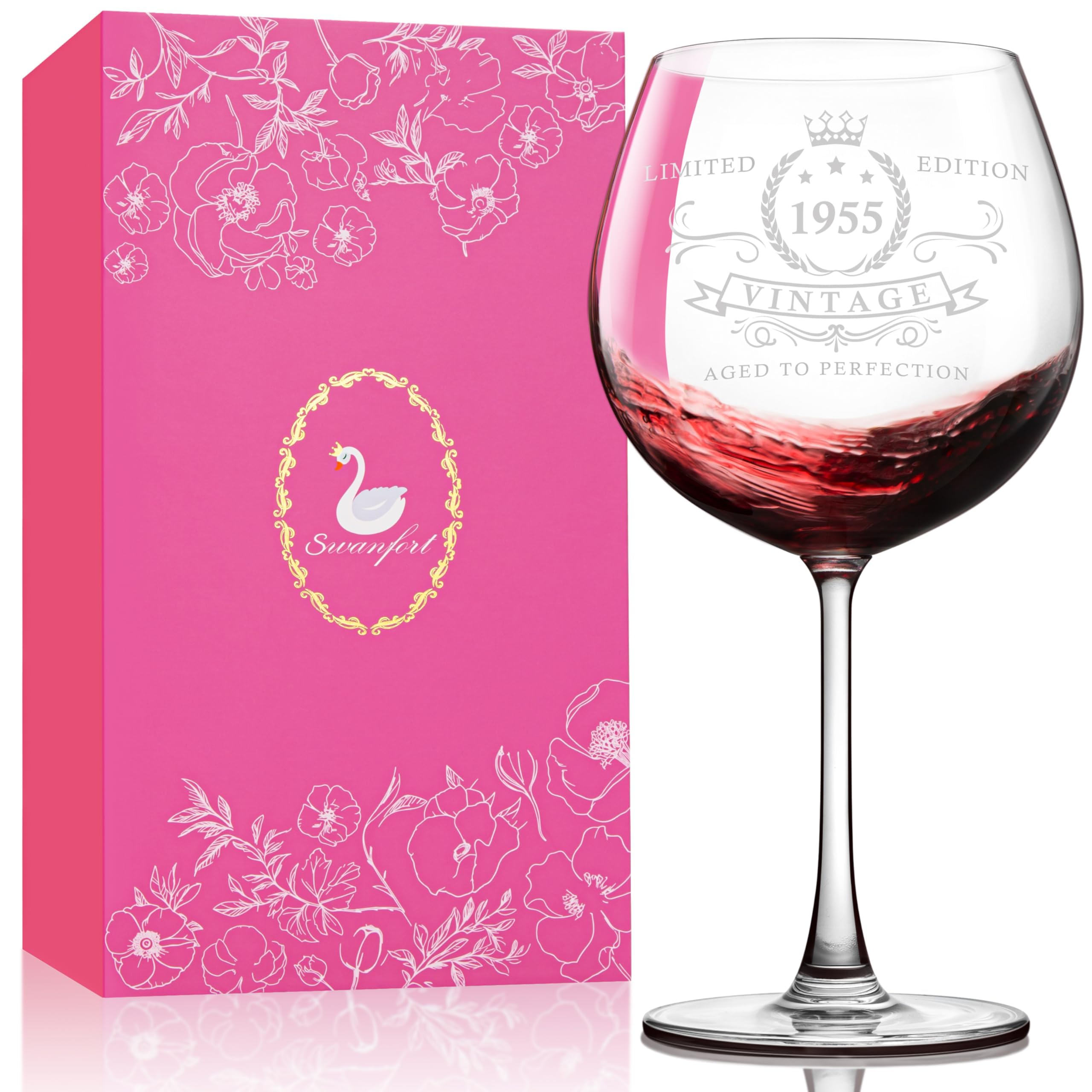 1955 70th Birthday Wine Glasses Set - Elegant 70th Birthday Gifts for Women, Wife, Mom, Sister - Perfect for Celebrations, Parties & Anniversary Decorations