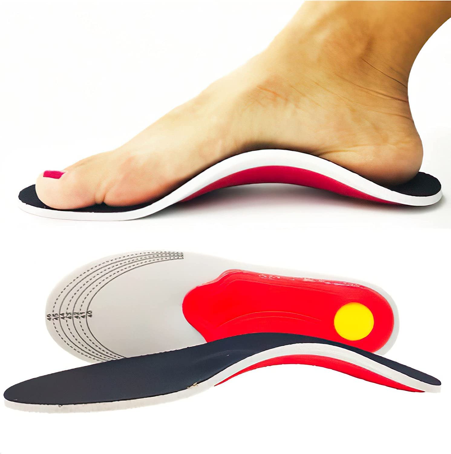 Plantar Fasciitis Relief Arch Support Insoles for Men & Women - Orthotic Shoe Inserts for Flat Feet, Heel Pain & Shock Absorption - Comfortable Foot Support (Size Large EU 40-46) - Perfect for Running, Walking & Standing All Day