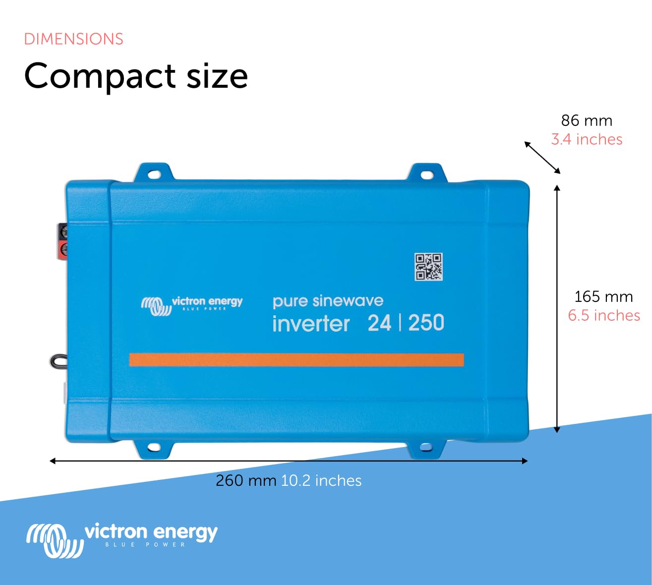 Victron Energy 250VA 24V to 120V Pure Sine Wave Power Inverter for RVs, Boats, Solar Systems & Off-Grid Applications