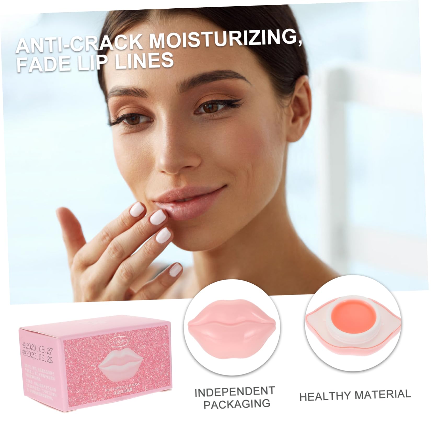 IPetboom 2-Pack Overnight Lip Gel Mask - Hydrating Lip Treatment for Dry & Chapped Lips, Portable Travel-Size Lip Moisturizer with Exfoliating Plaster - Pink Plastic Bottles | Perfect for Night Care, Travel & Daily Lip Therapy