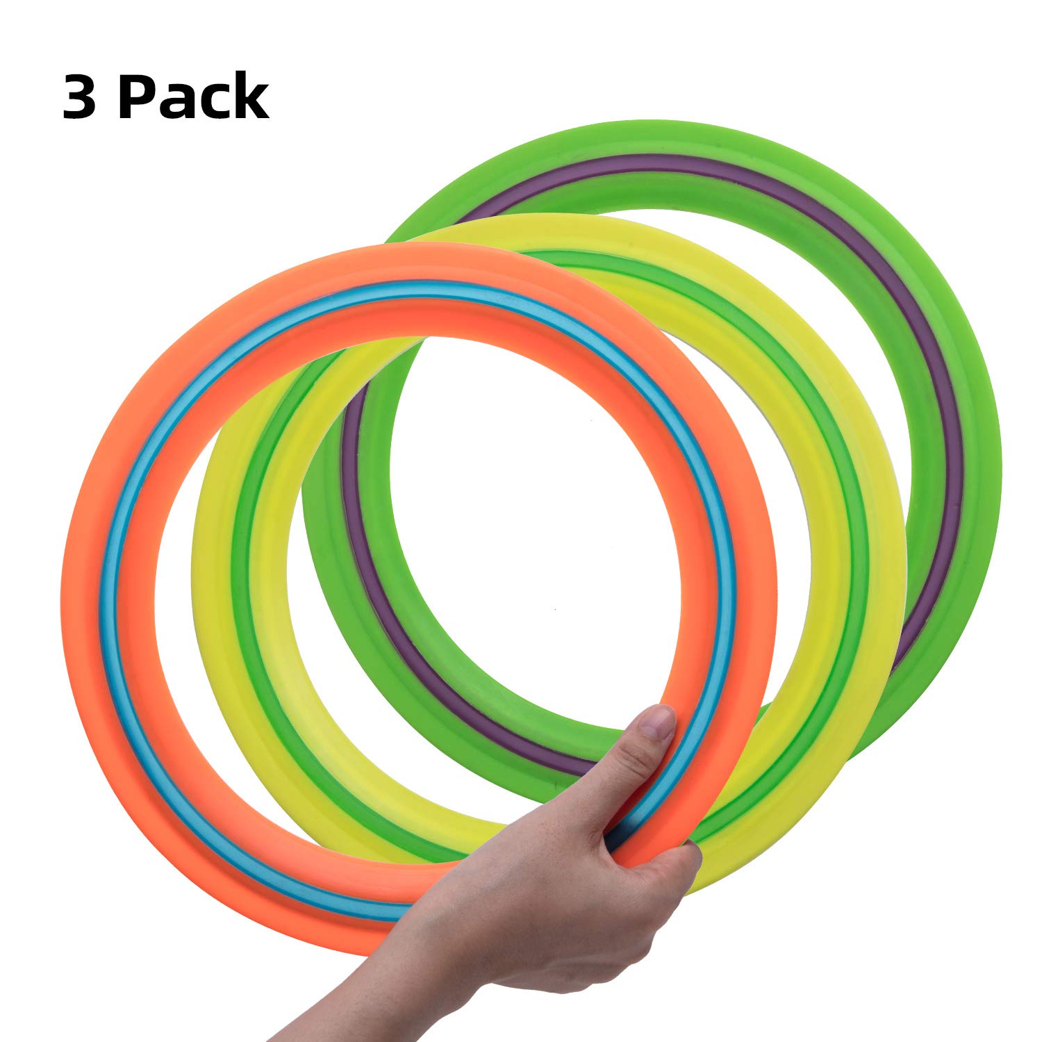11 Inch Flying Discs for Kids & Adults - 3 Pack Soft Frisbee Rings for Beach, Backyard & Outdoor Sports - Best Gift for Boys & Girls Ages 3-10 (Orange, Yellow, Green) - Perfect for Family Fun, Picnics, Park Games & Summer Activities