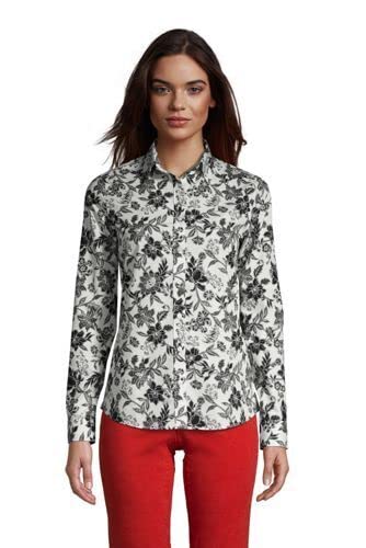 Lands' End Women's No Iron Supima Cotton Long Sleeve Button Down Shirt - Wrinkle Free Business Casual Top for Office & Travel