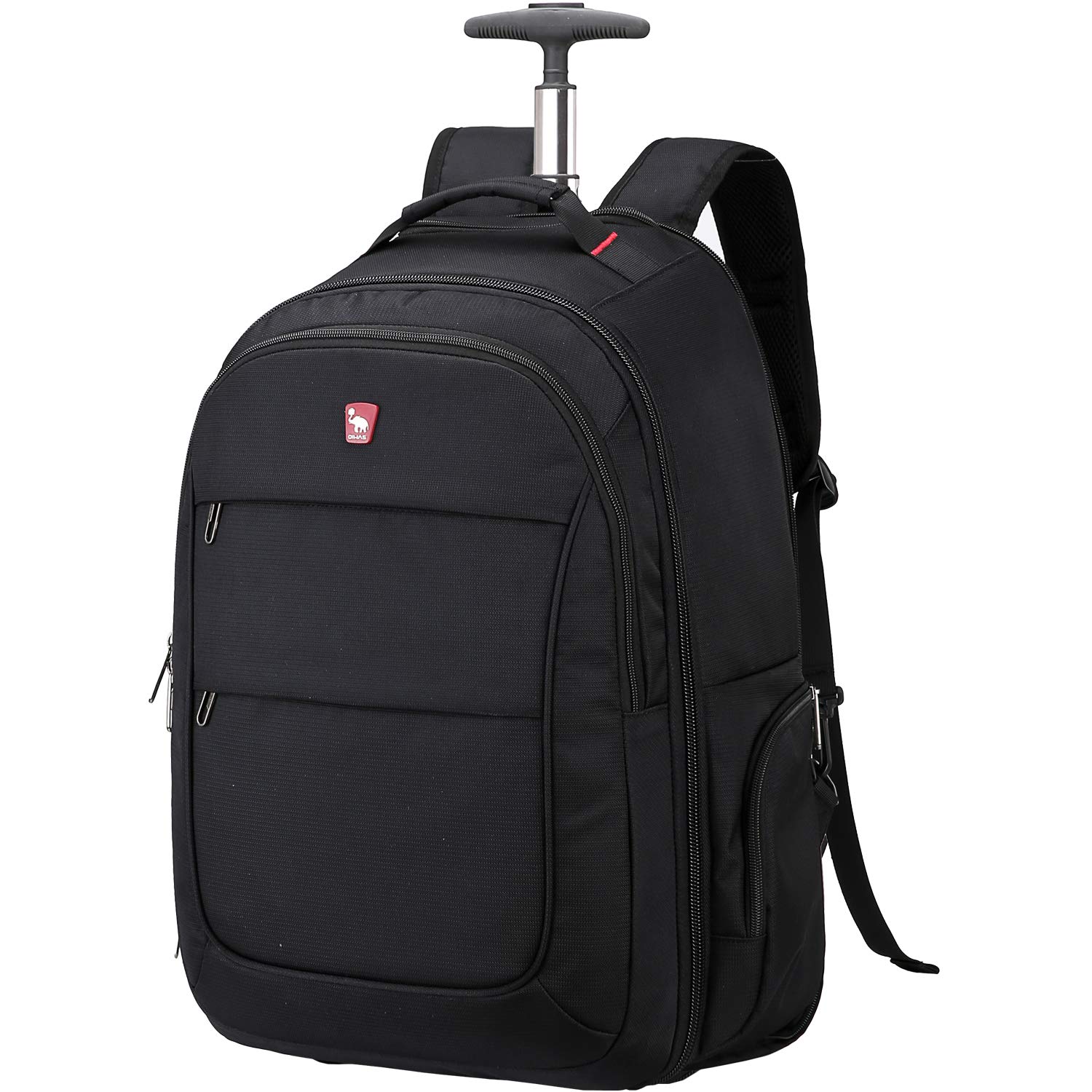 OIWAS 17.3 Inch Large Rolling Backpack with Wheels - Travel Carry On Luggage, Laptop Roller Backpack for Business & School, Durable Computer Bag Trolley Suitcase for Men & Women (Black) - Perfect for Air Travel, Commuting & College Campus Use