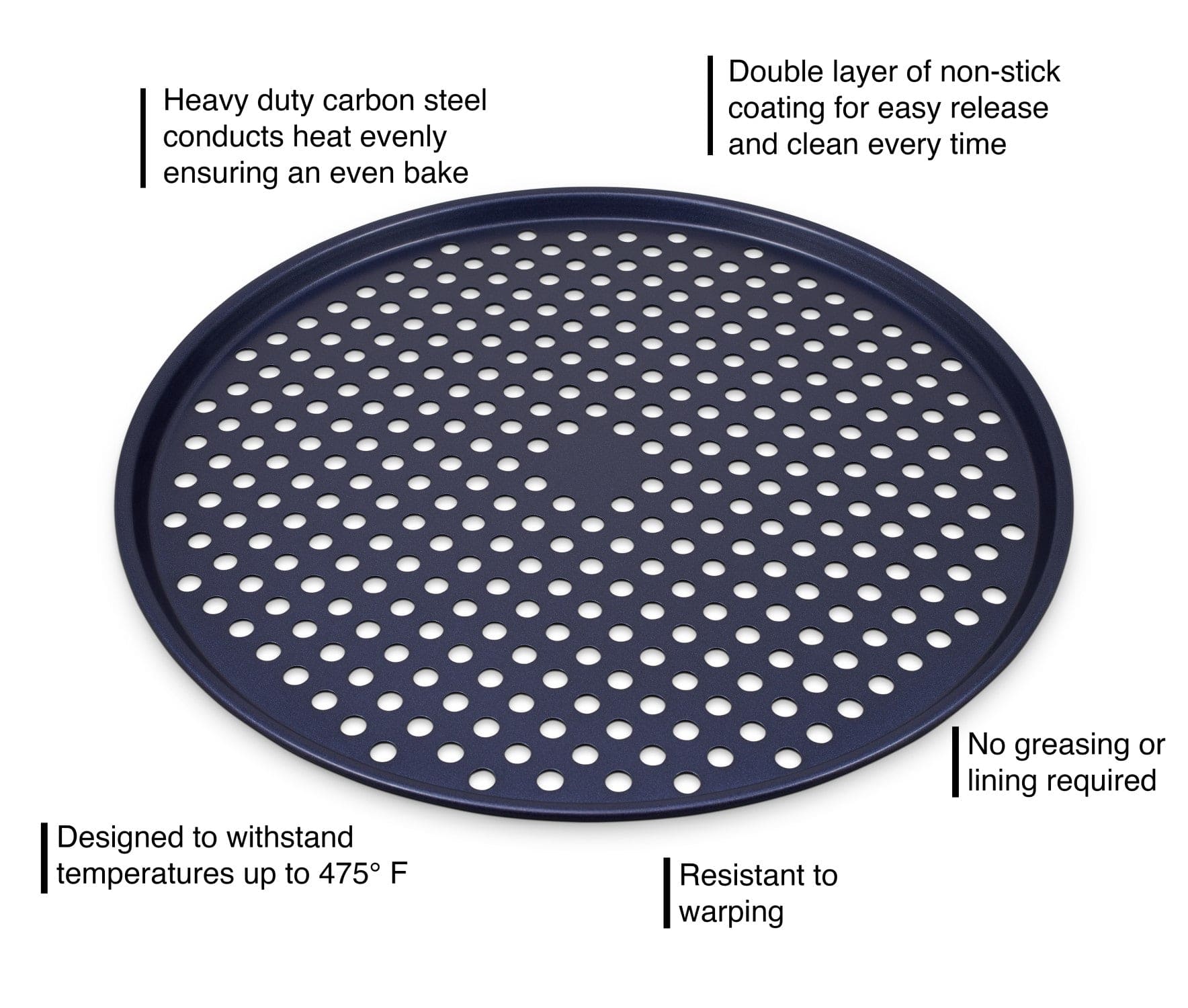 Non-Stick Pizza Pan - Heavy Duty Baking Sheet for Homemade Pizza, Perfect for Oven, Grill & Outdoor Cooking - Ideal for Family Dinners & Parties