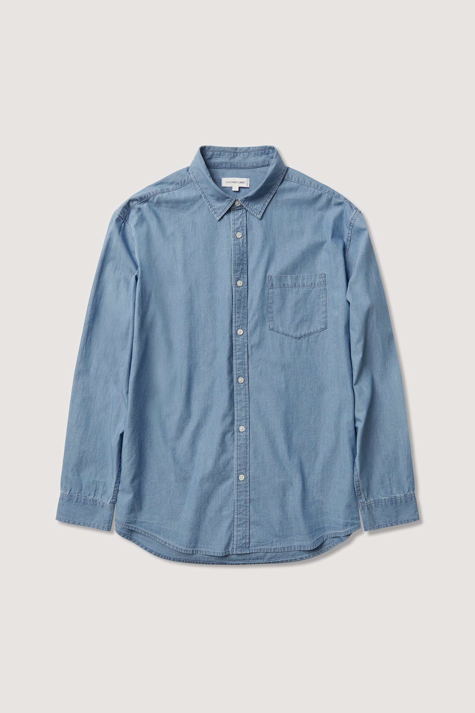 Premium Chambray Long Sleeve Shirt for Men - Soft Mid Blue Casual Button Down Shirt - Perfect for Office Wear, Date Nights & Weekend Outings