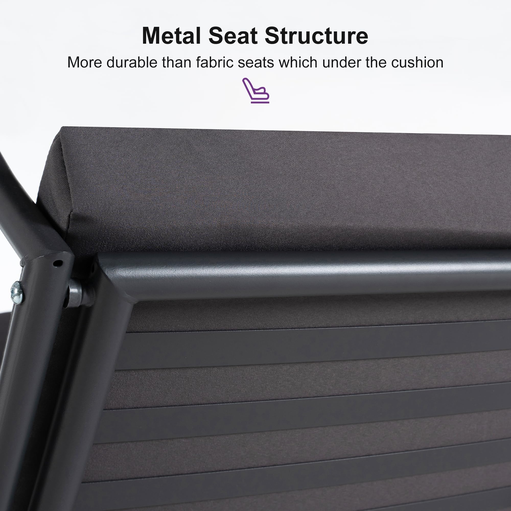 PURPLE LEAF 3-Seater Outdoor Patio Swing with Stand - Adjustable Canopy, All-Weather Steel Frame & Included Cushions - Perfect for Backyard, Porch, Garden Relaxation (Grey)