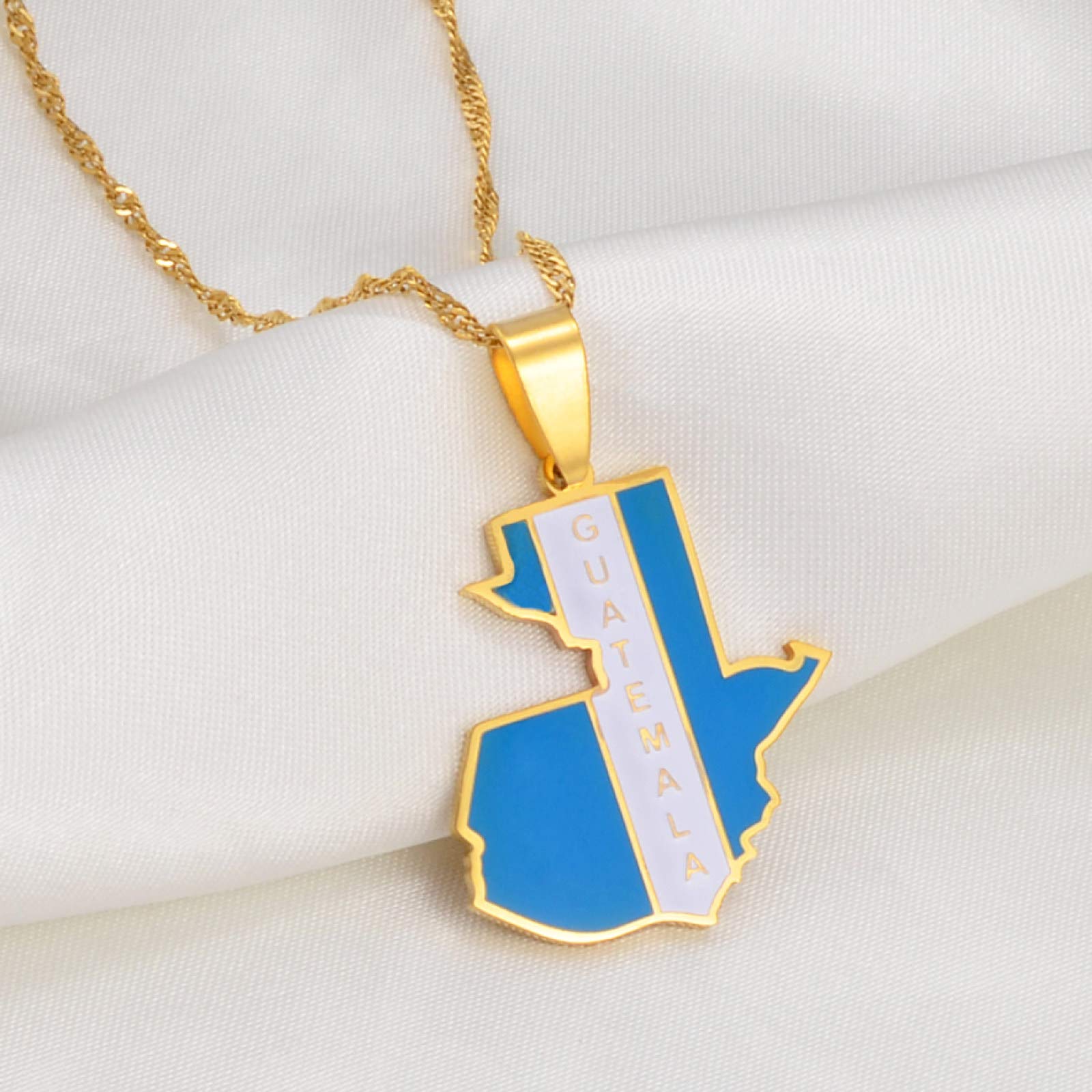 Guatemala Map Pendant Necklace - African Ethnic Flag Charm Thin Chain Jewelry in Gold, Patriotic Hip Hop Necklace for Women & Men | Perfect for Parties, Travel & Cultural Gifts
