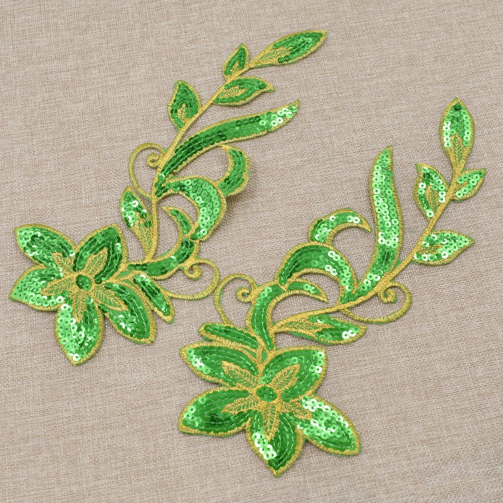 Sparkling Flower Appliques with Sequins - DIY Sewing & Embroidery Patches for Clothing, Bags, Hats - Perfect for Costumes, Fashion Accessories & Craft Projects