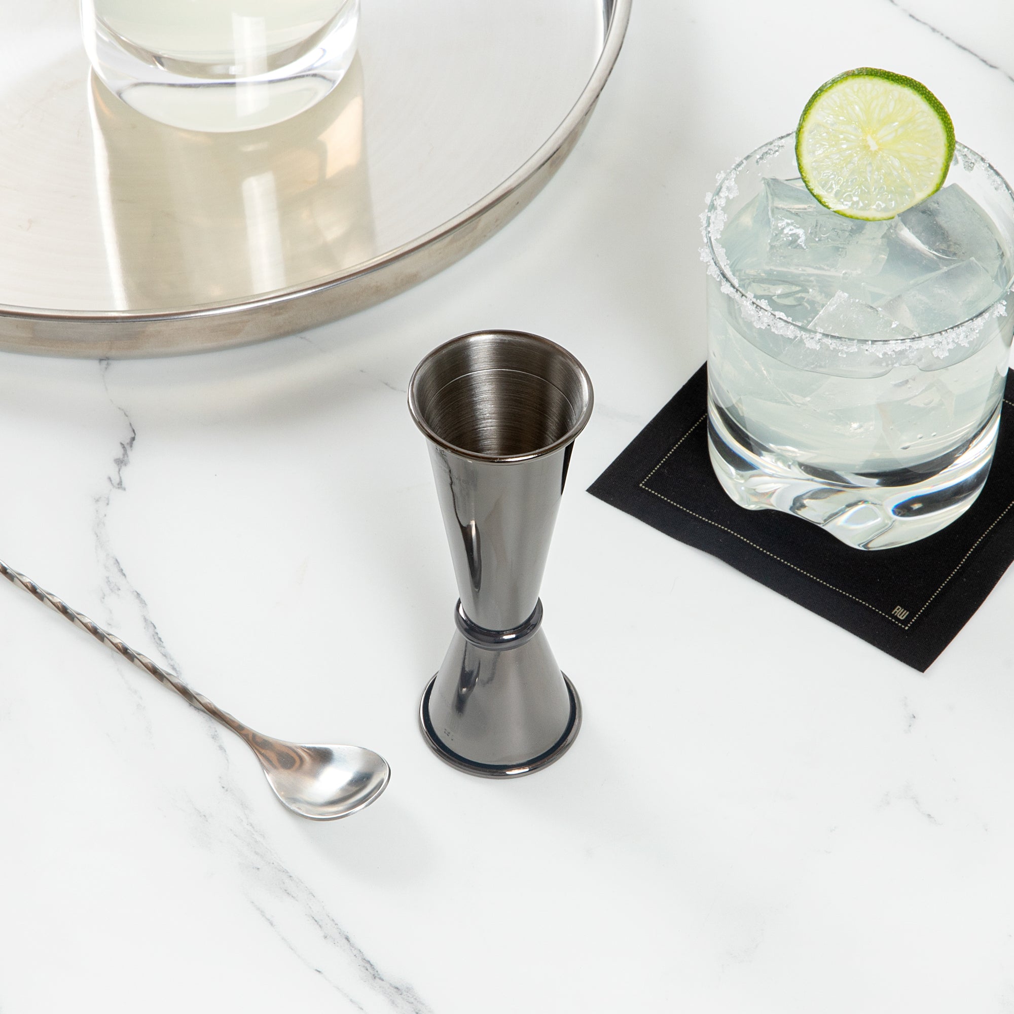 Premium 1 oz / 2 oz Black Stainless Steel Cocktail Jigger - Japanese Style Bar Measuring Tool - Perfect for Mixing Cocktails, Bartending & Home Bars