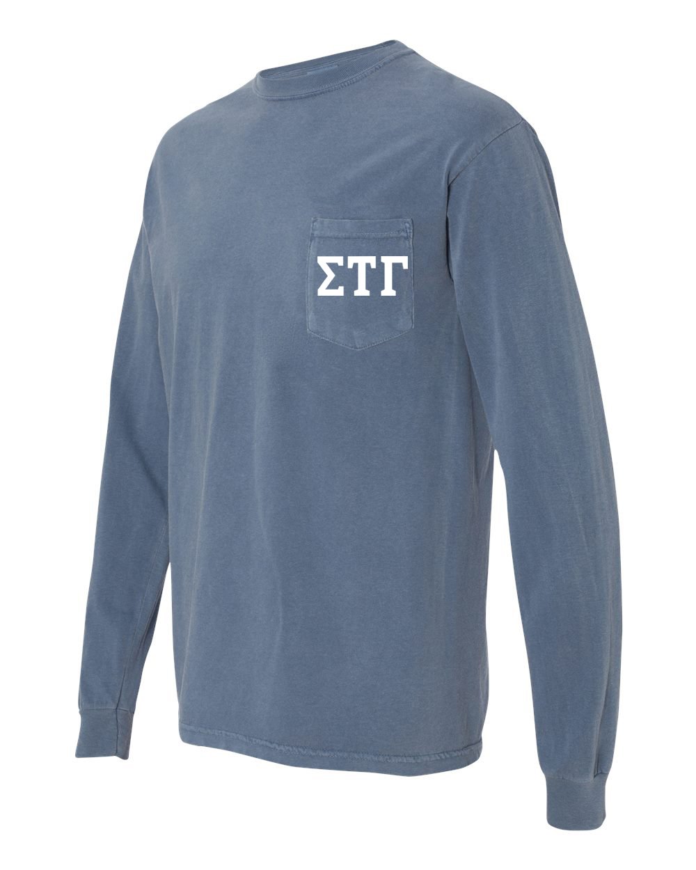 Sigma Tau Gamma Fraternity Comfort Colors Pocket Long Sleeve T-Shirt - Soft Cotton Crewneck Shirt for College Greek Life, Brotherhood Events & Casual Wear