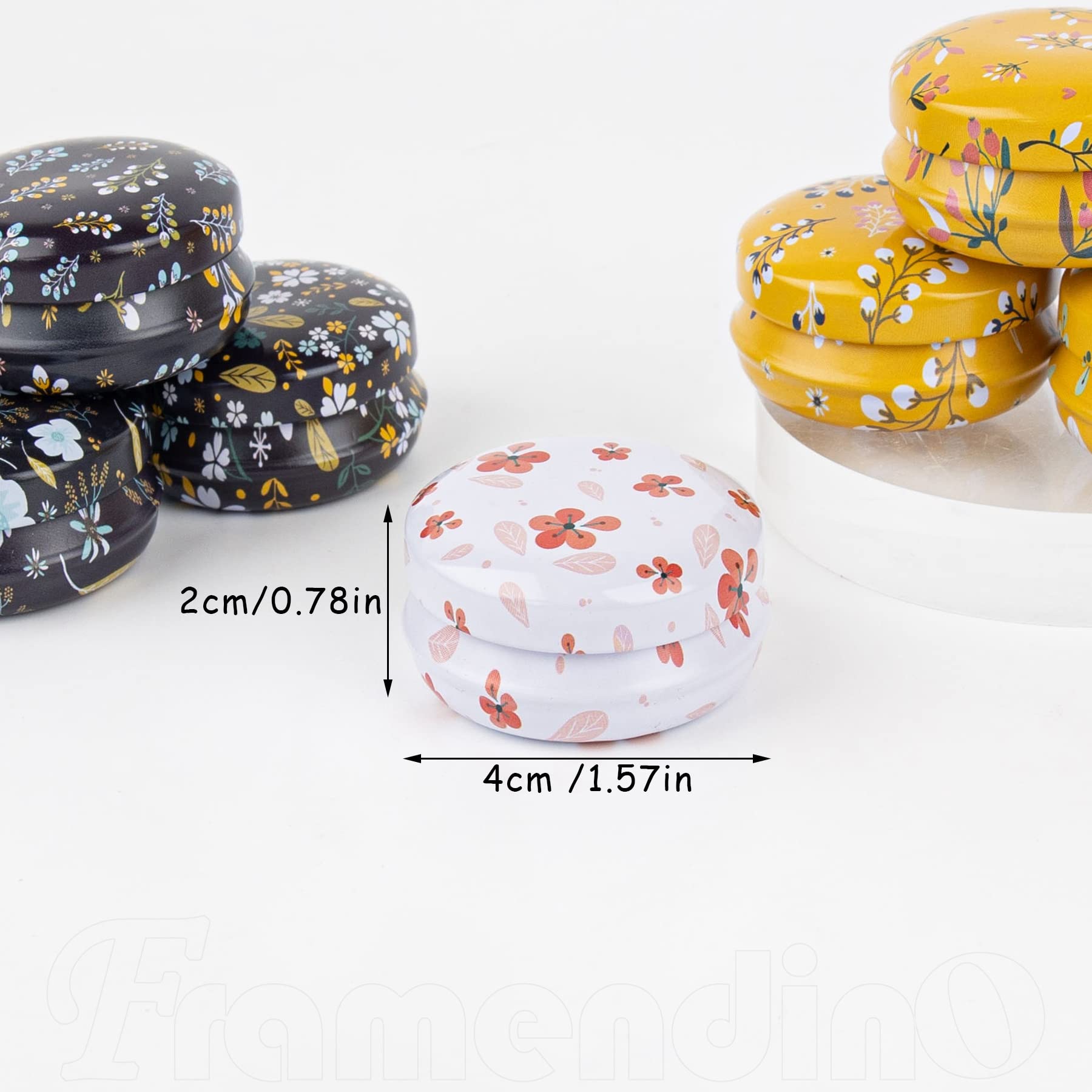 12 Pack 20ML Round Empty Tin Cans - Mini Refillable Tin Containers for DIY Candles, Lip Balm, Salve, Cosmetics | Perfect for Travel, Home Storage & Crafting Projects (Flower Design)